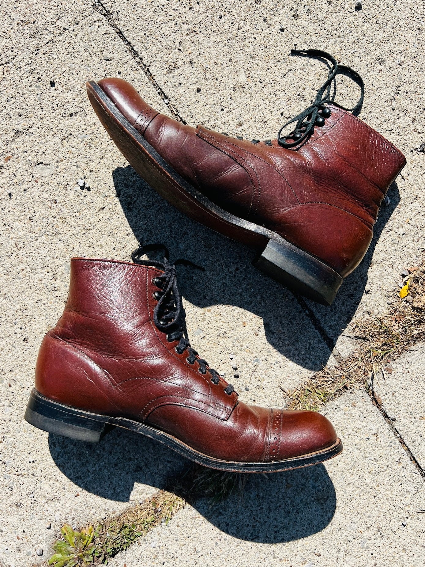 Vintage 1960s Stacy Adams Lace-Up Leather Ankle Boots | Men’s 7