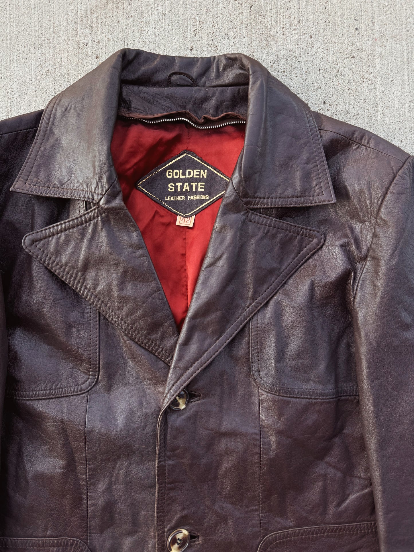 Vintage 1960s Golden State Dark Brown Leather Jacket | L/XL