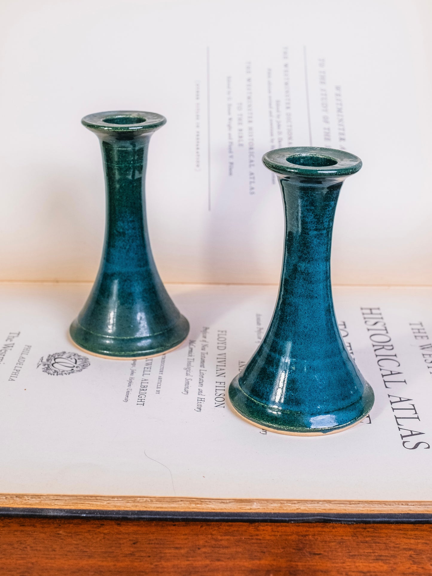 Vintage Cagle Road Pottery Turquoise Candlestick Holders | Set of 2