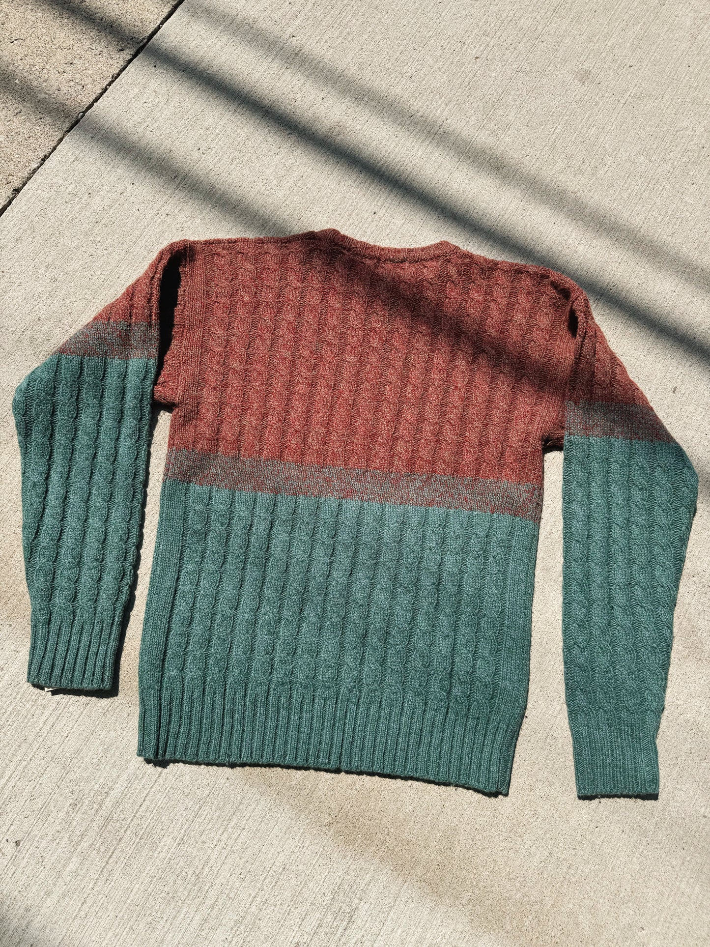 Vintage Holbrook Wool Two-Tone Cable Knit Sweater