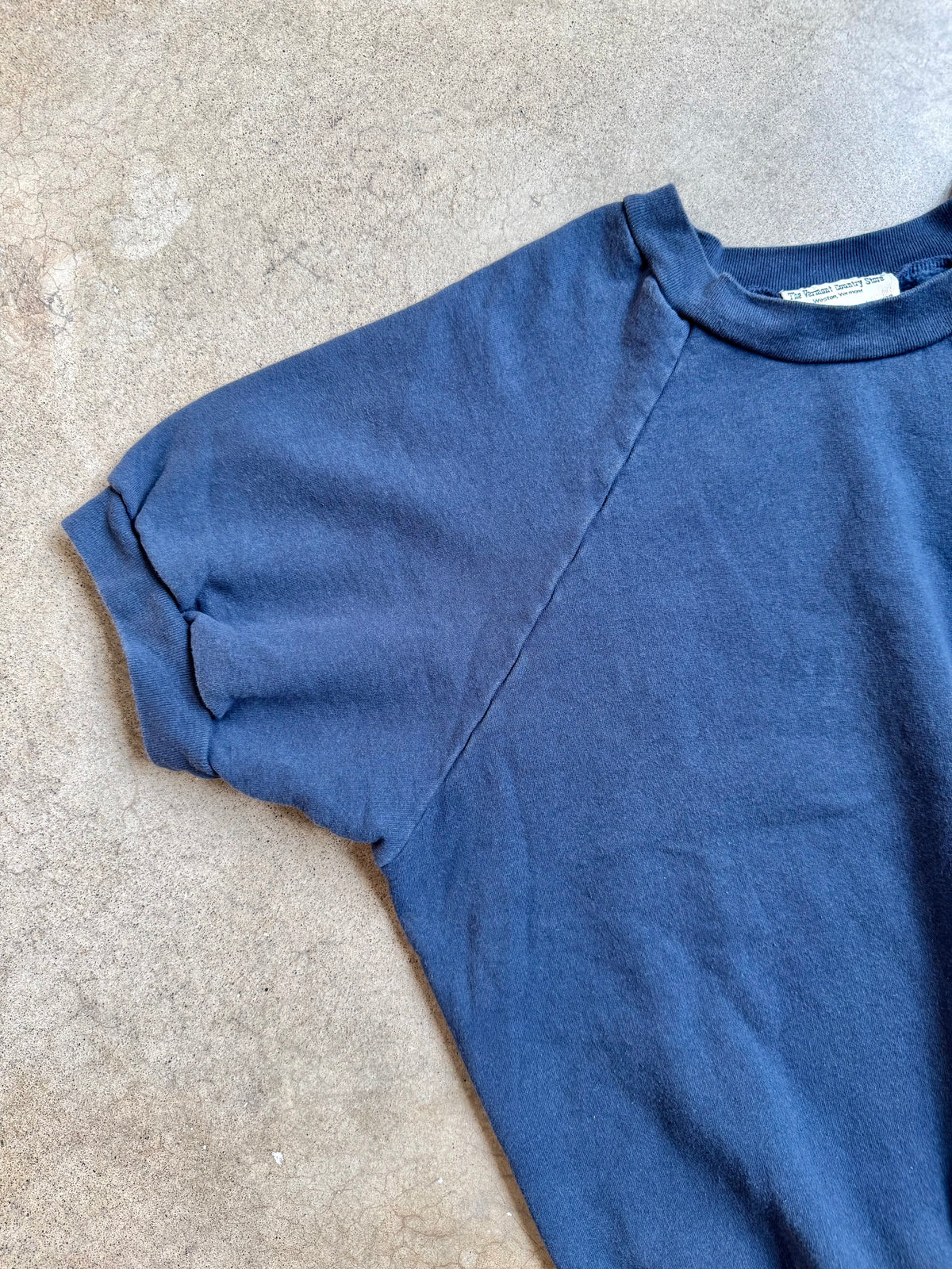 Vintage 1980s/90s Vermont Country Store Navy Short Sleeve Raglan Sweatshirt | XL