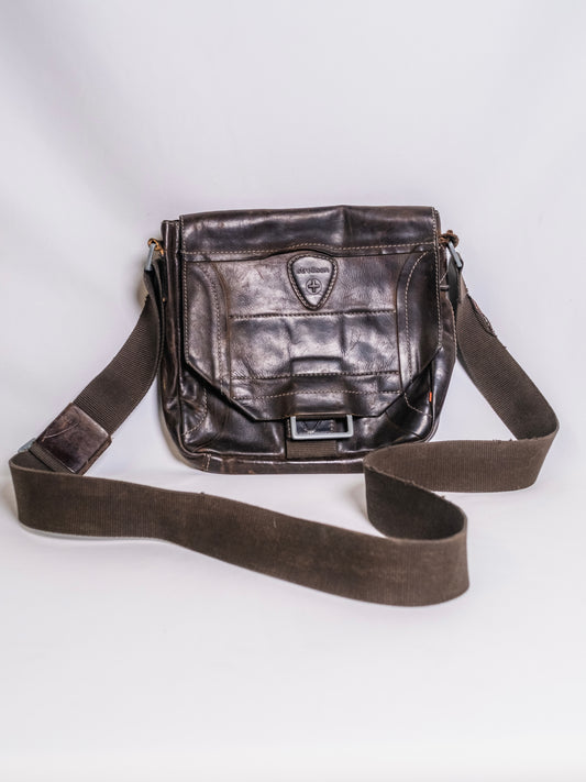 Strellson Brown Leather Crossbody Satchel Messenger Bag