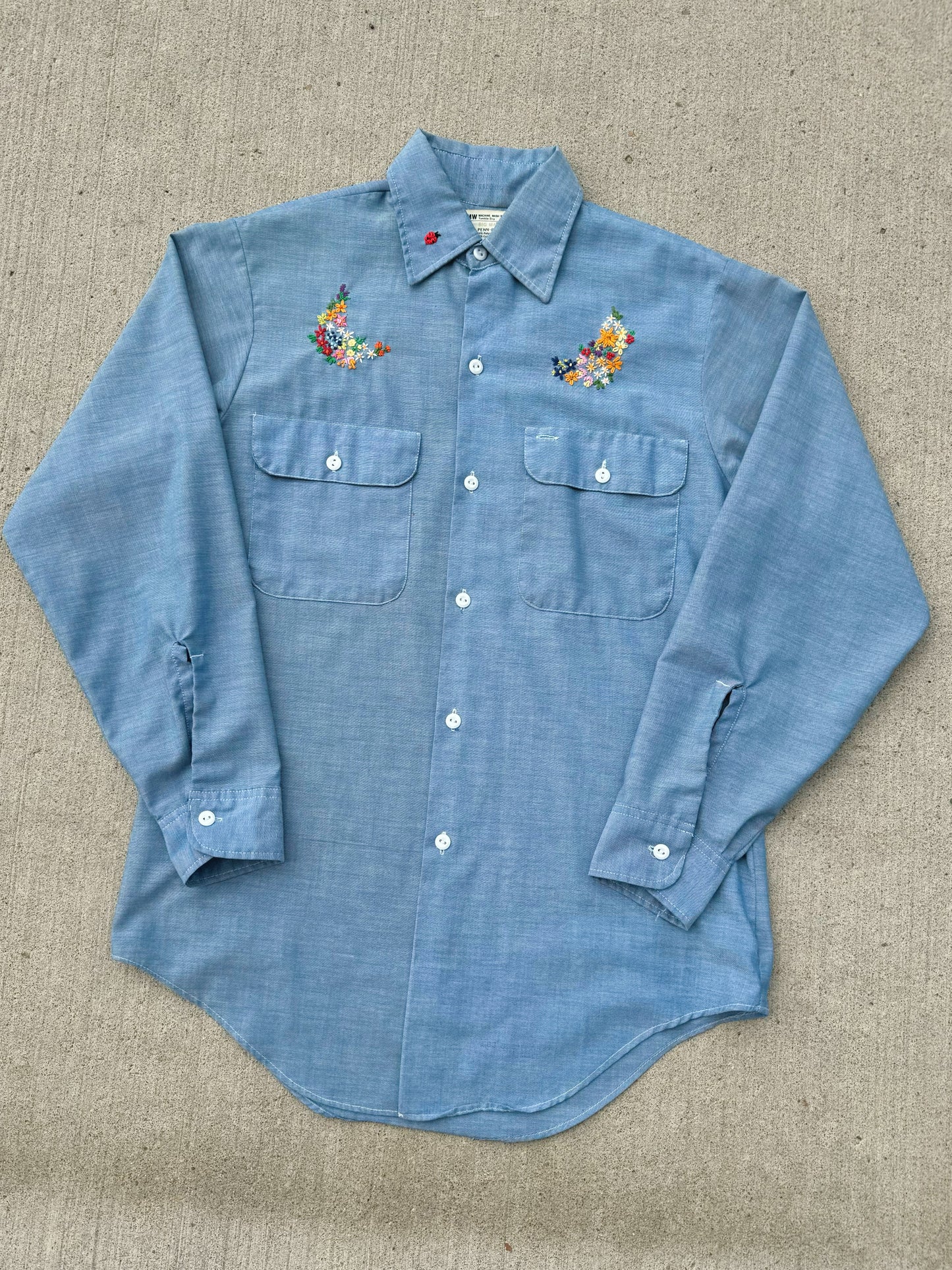 Vintage 1970s Hand Embroidered Big Mac Button Down Shirt