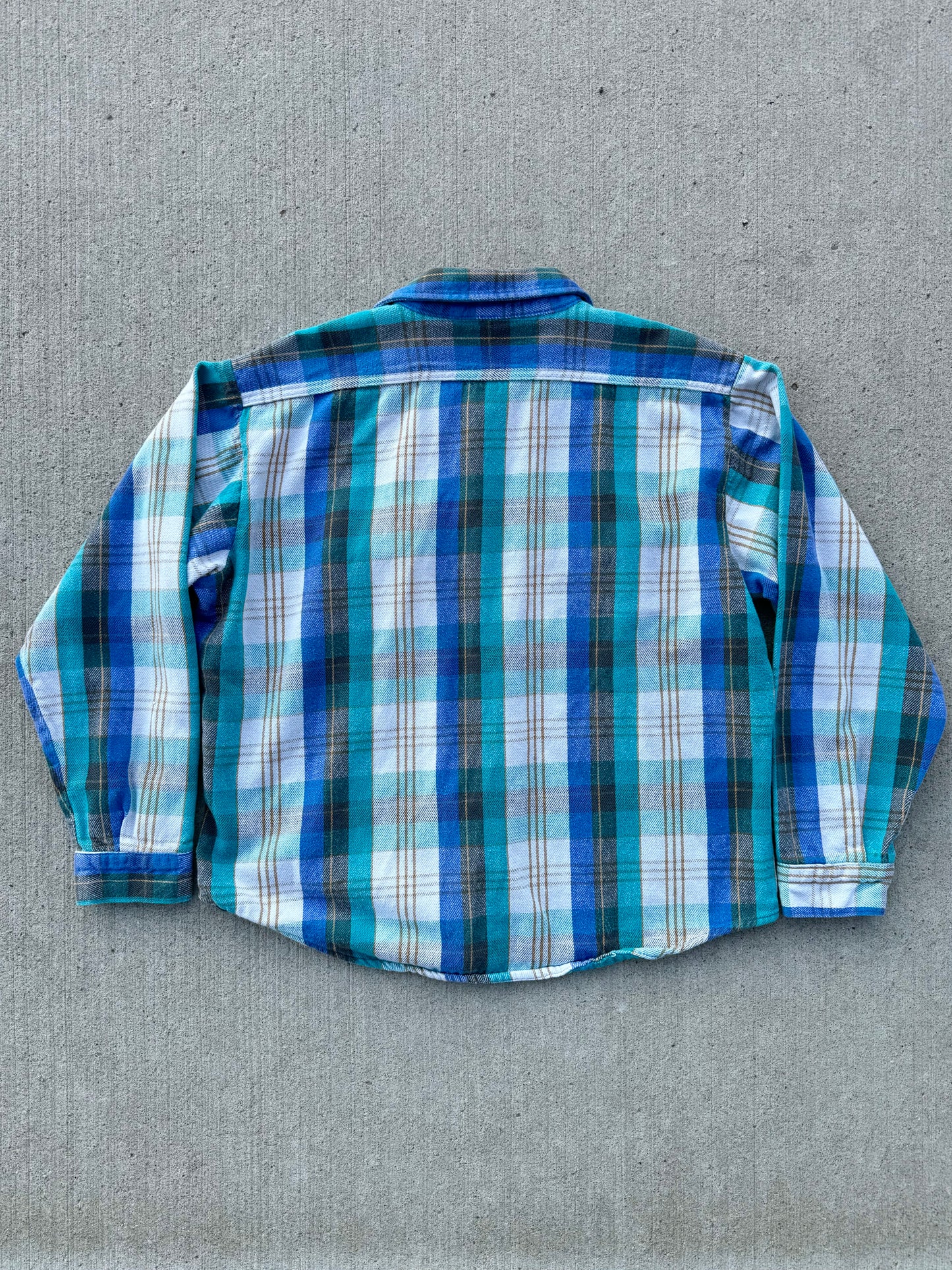 Vintage 1970s/80s Five Brother Blue Plaid Cotton Shirt | XL