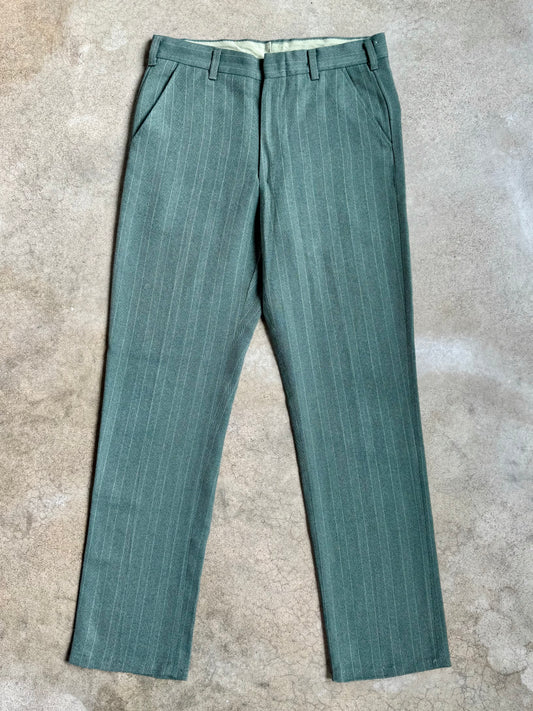 Vintage 1970s Levi’s Sta-Prest Slacks Green Pinstripe Trousers | Waist 34”