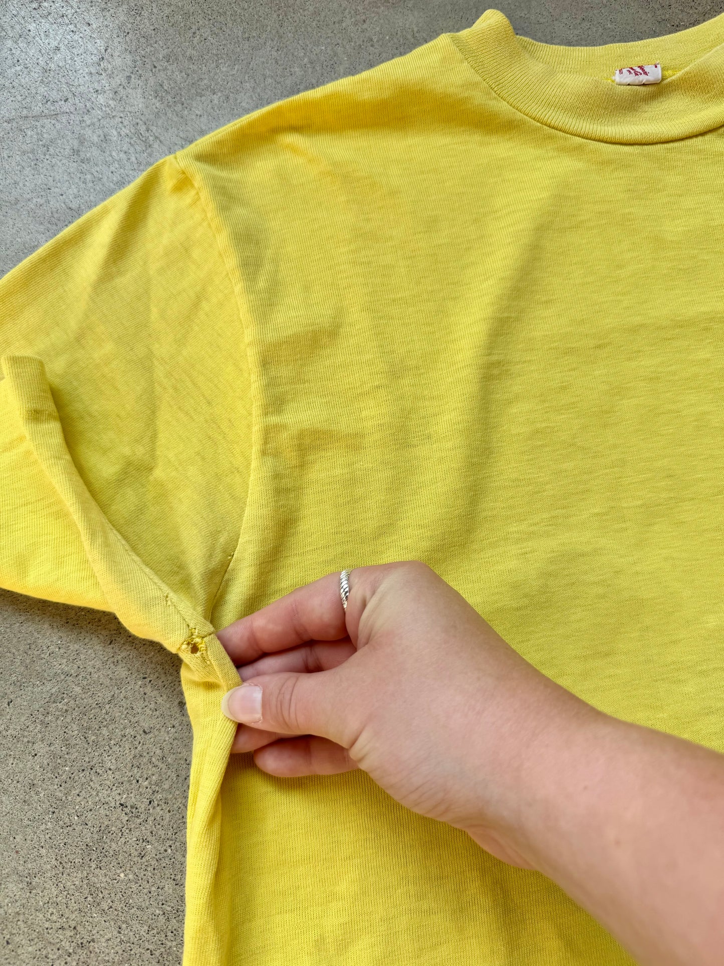 Vintage 1960s Turtle King Yellow “Coach Mike” Embroidered Tee | Large