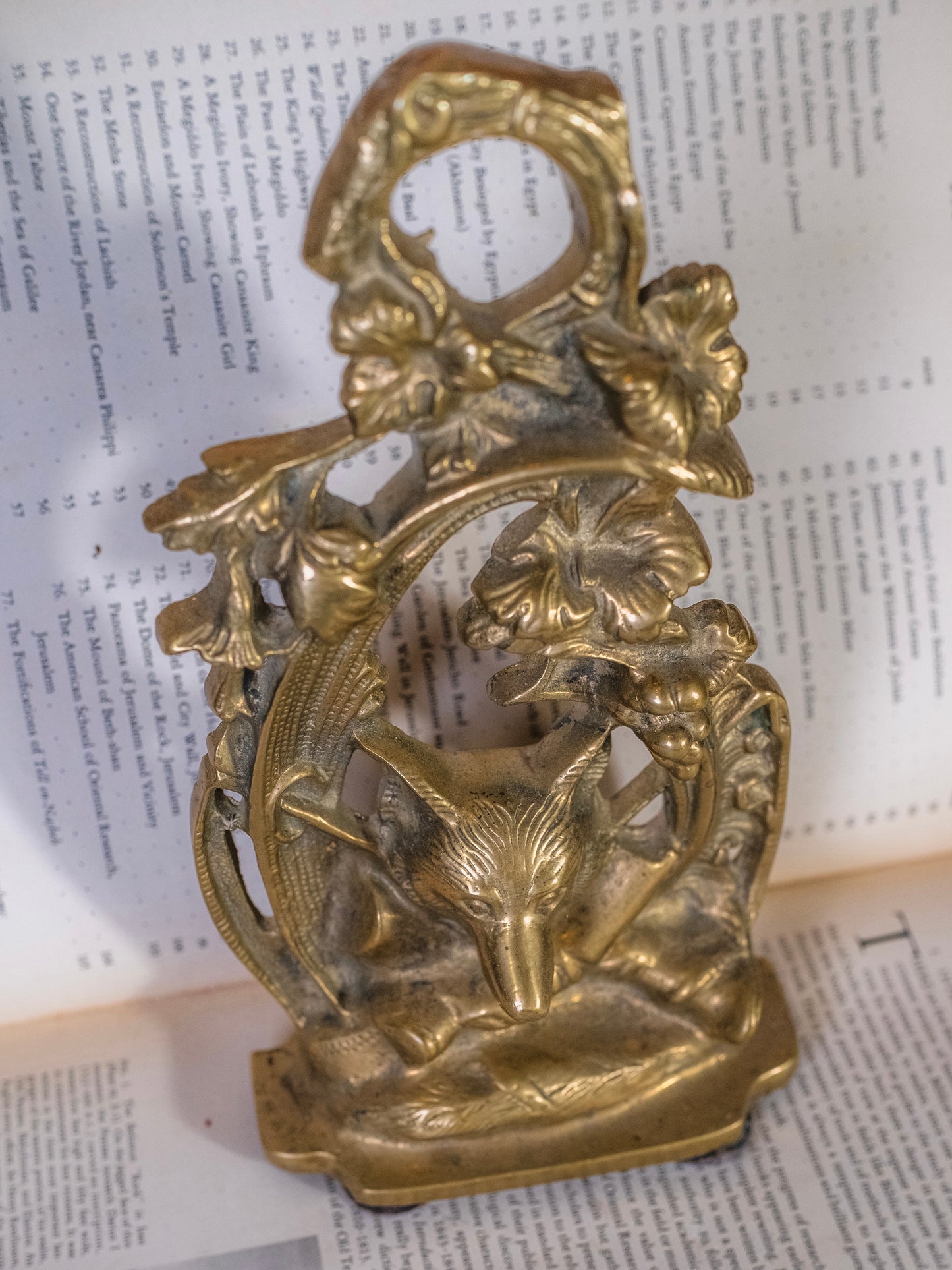Antique Victorian English Fox Hunting Brass Doorstop