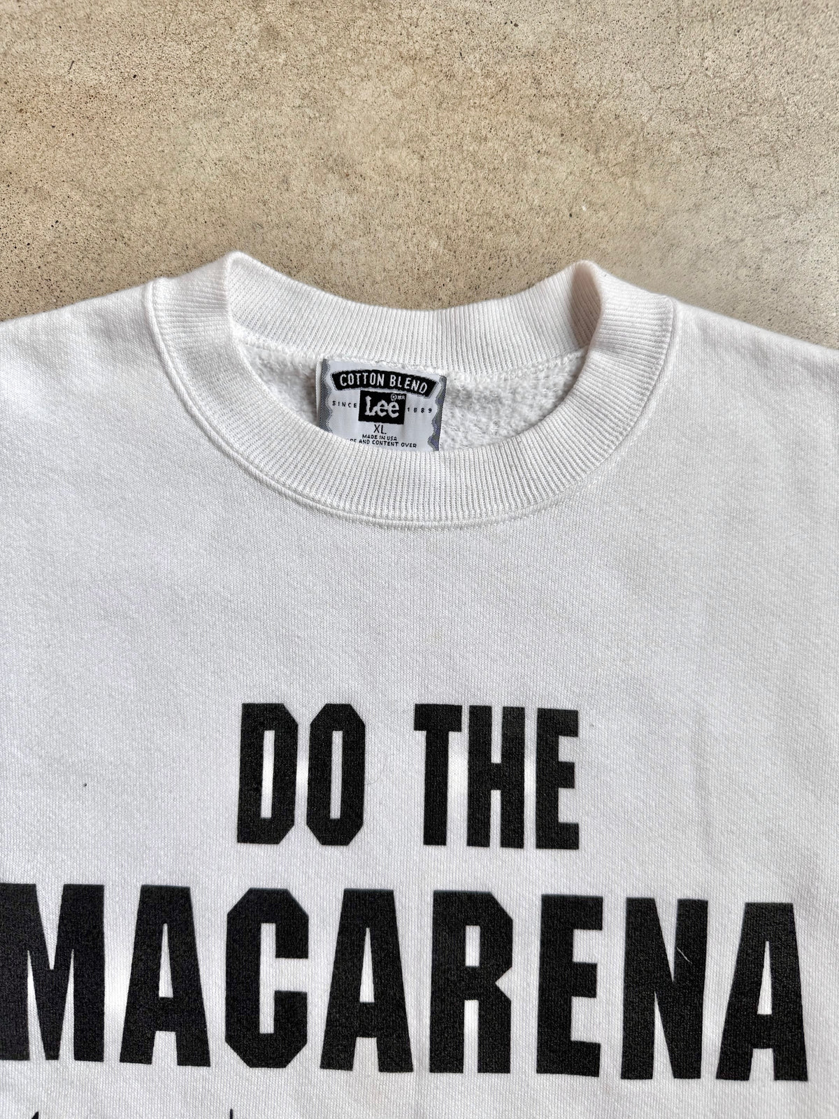 Vintage 1990s Lee White “Do The Macarena” Crewneck Sweatshirt | XL