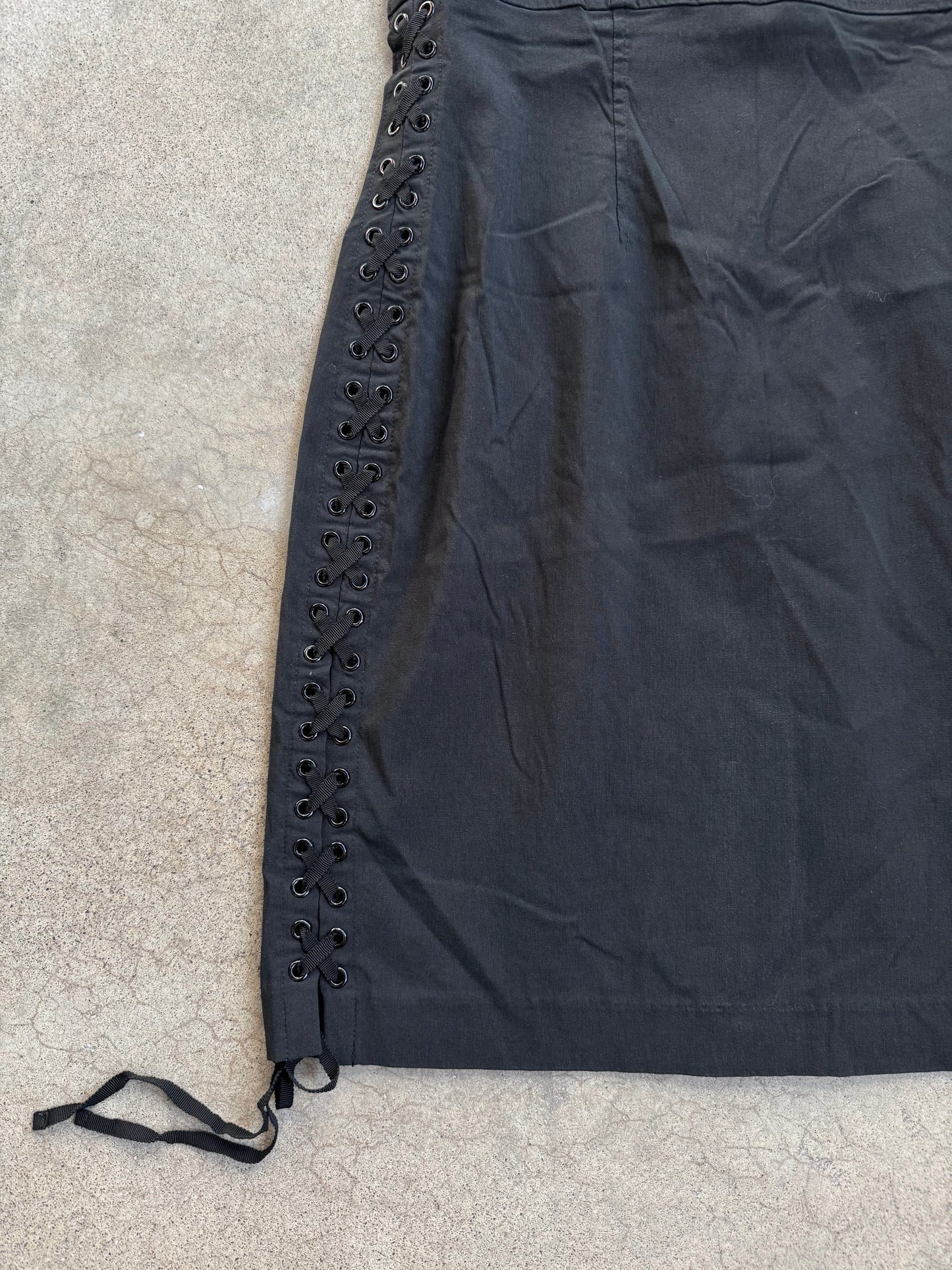 Vintage 1990s Express Black Strapless Lace-Up Mini Dress | M/L