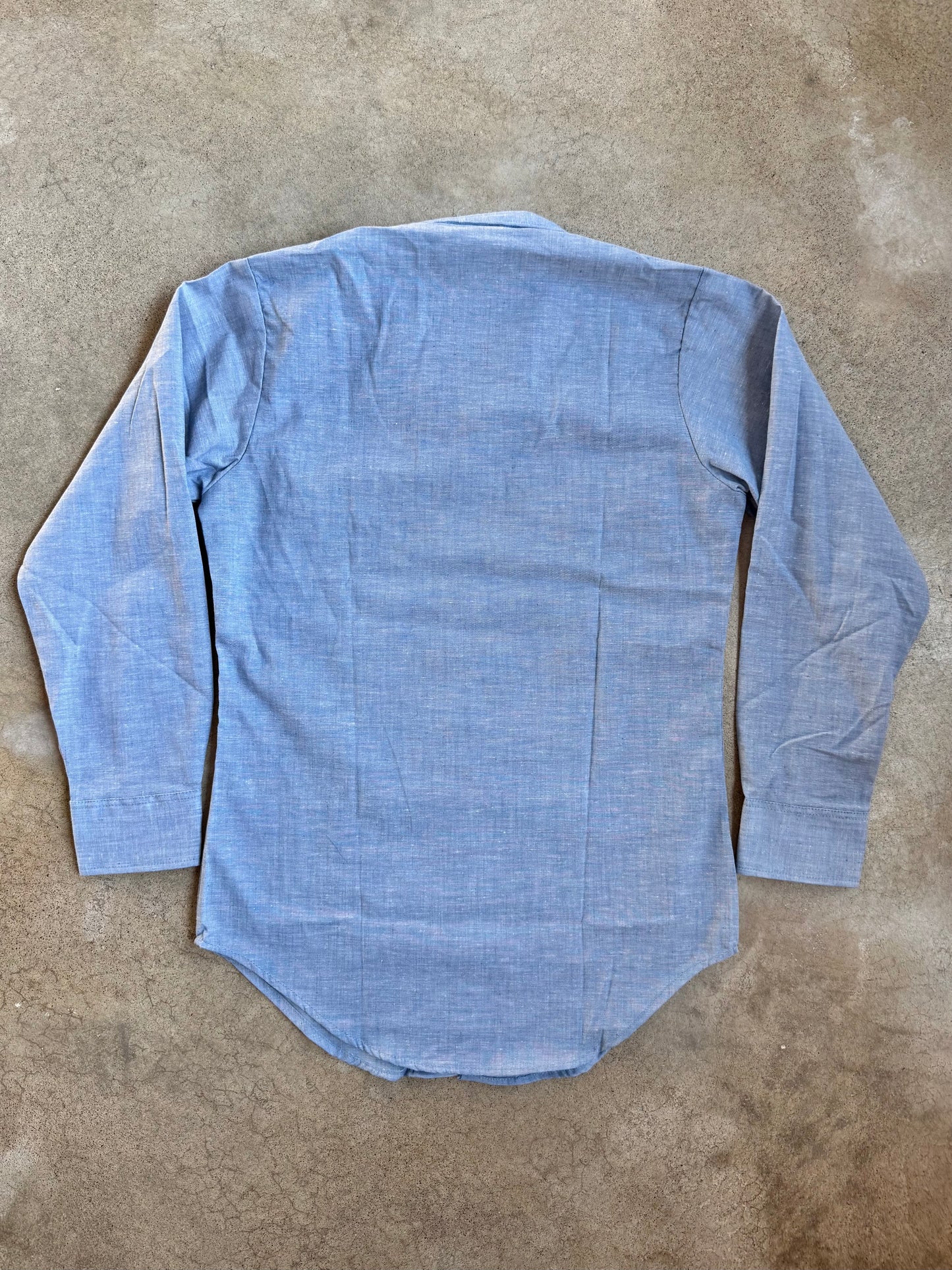 Vintage 1960s Military Issue Blue Chambray Utility Shirt | Small