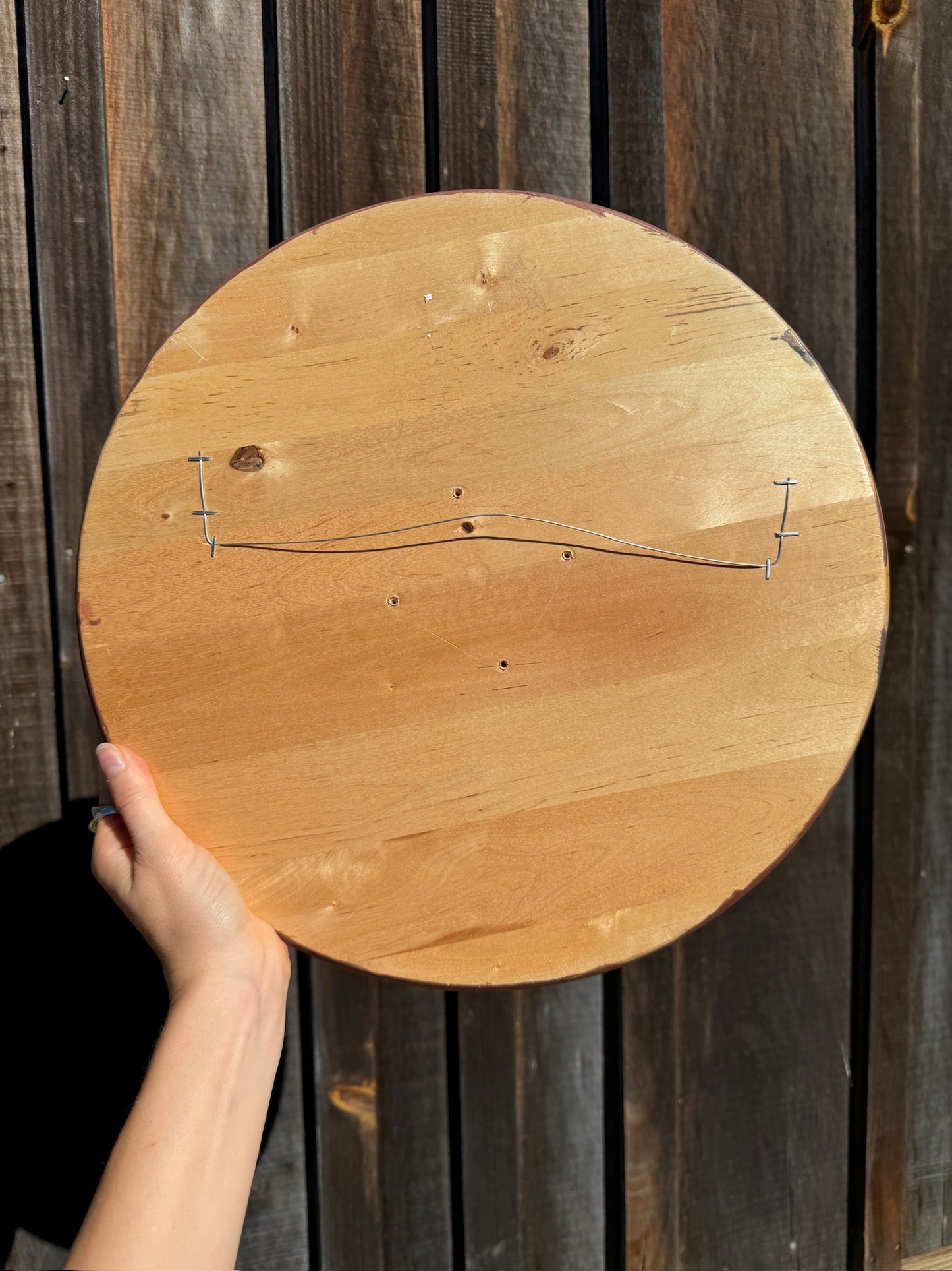 Vintage 1970s Round Asian Landscape Painting on Board