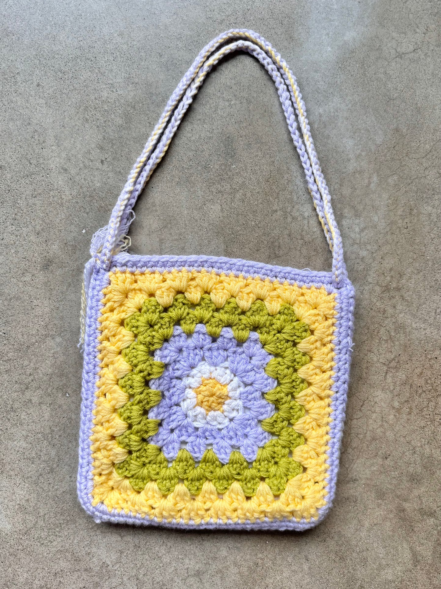 Handmade Floral Crochet Granny Square Bag