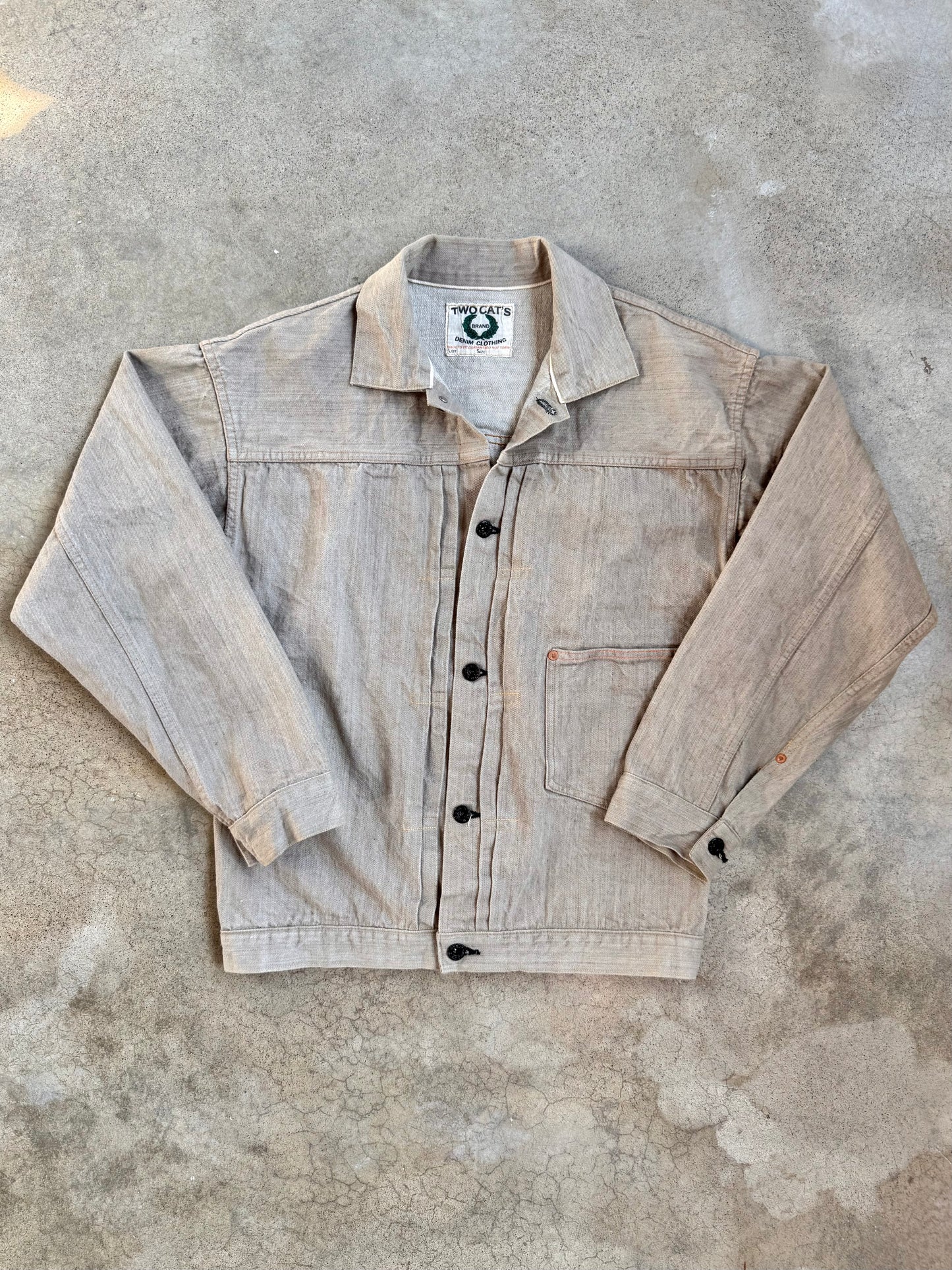 Vintage-Style TCB Jeans Tan Selvedge Denim Buckleback Jacket | 40
