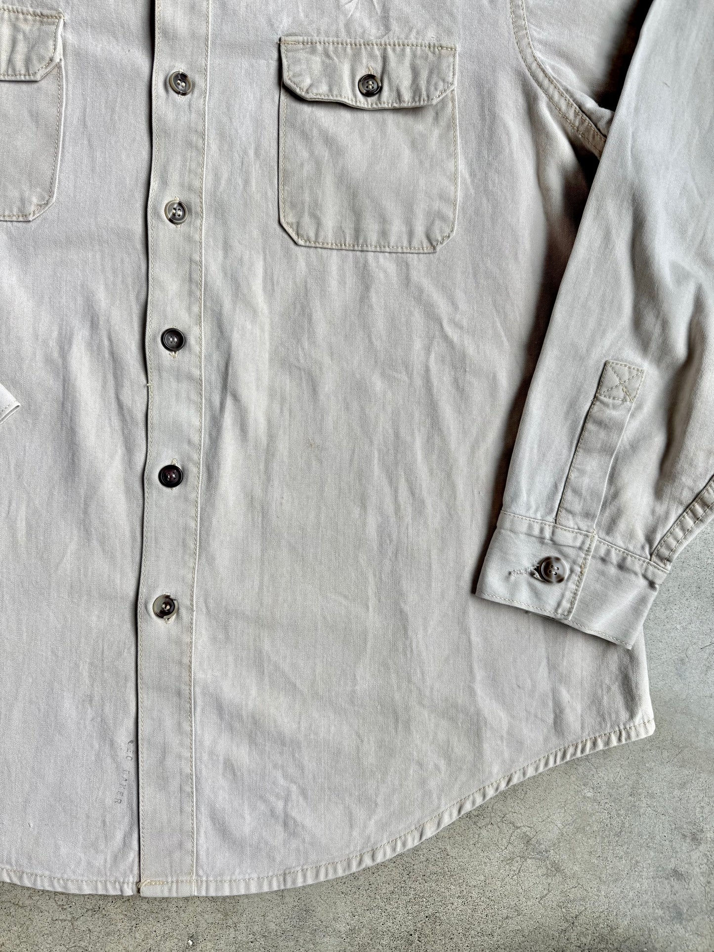 Vintage 1980s Patagonia Beige Canvas Utility Shirt | XL