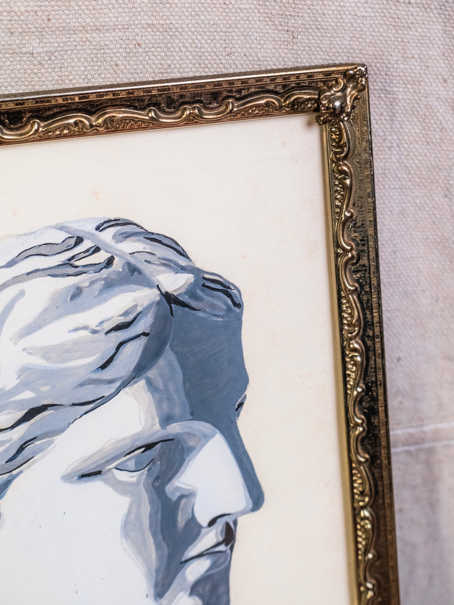 Vintage Framed Eleanor Durr Ancient Greek Bust Painting