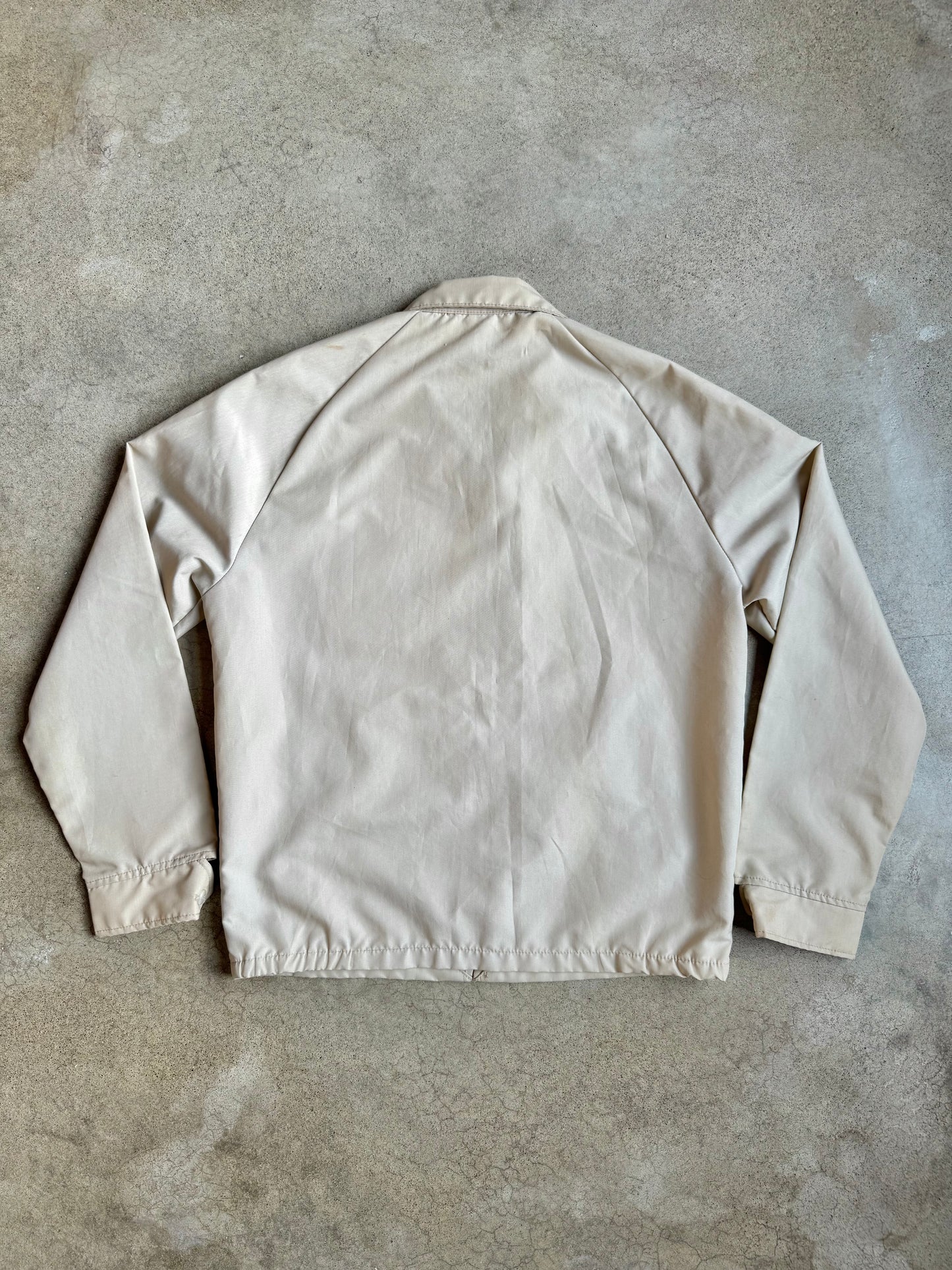 Vintage 1960s Beige Varsity "B" Patch Zip-Up Jacket | Medium