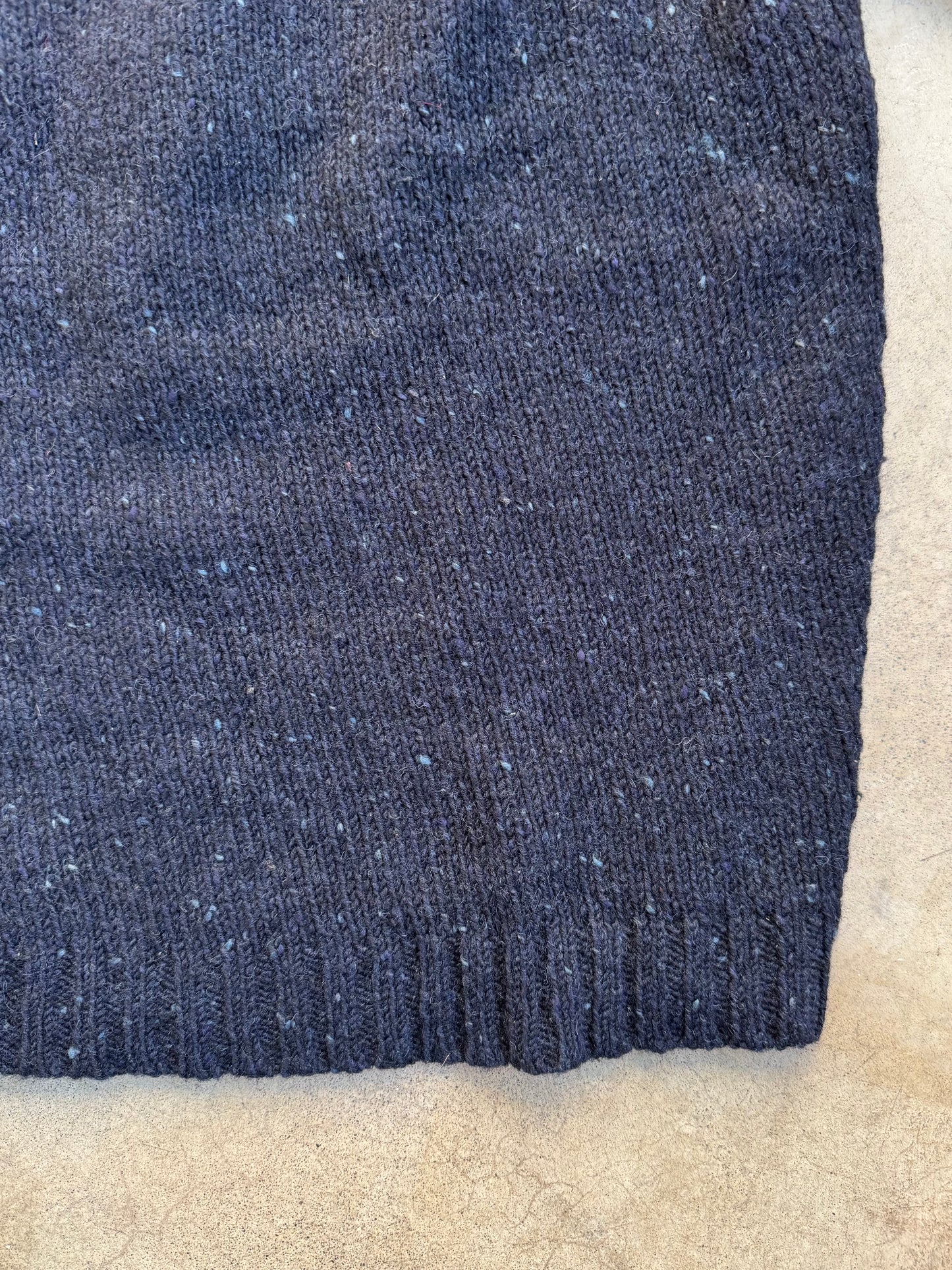 Vintage 1980s Grey & Navy Blue Speckled Color-Block Wool Sweater | XL