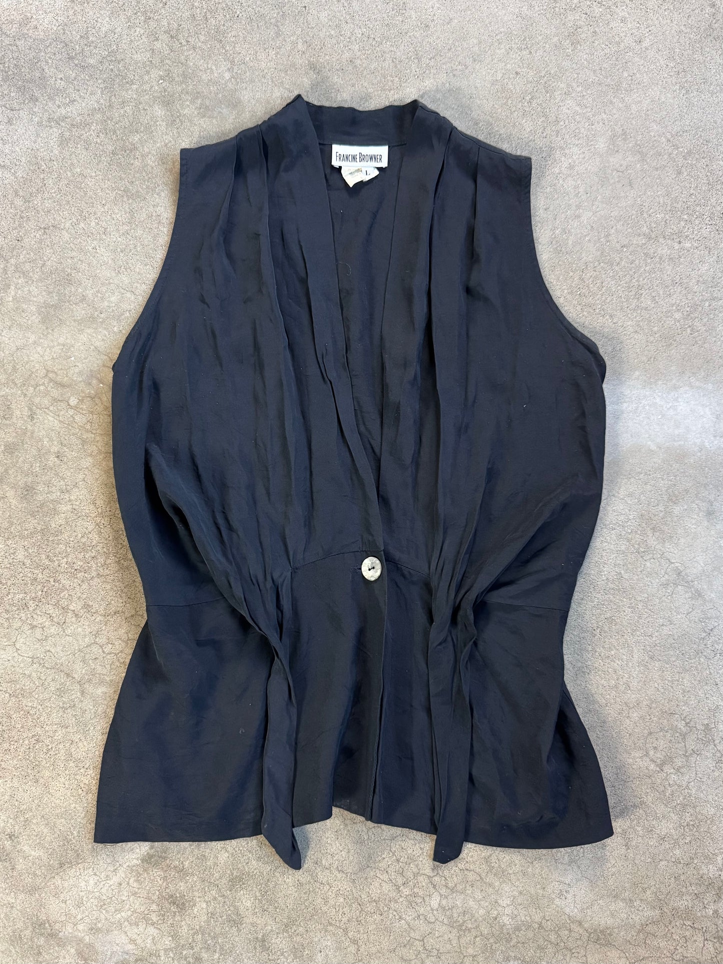 Vintage 1980s Francine Browner Sash Tie-Front Sleeveless Blouse | Large