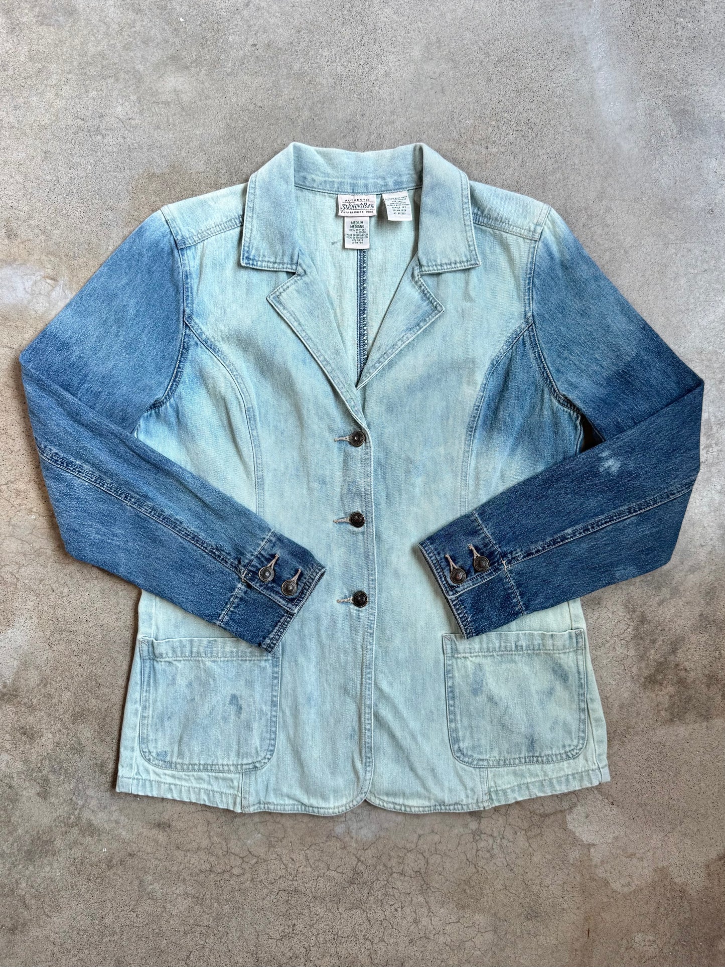 Vintage 1990s St. John’s Bay Acid Wash Denim Blazer Jacket | Medium