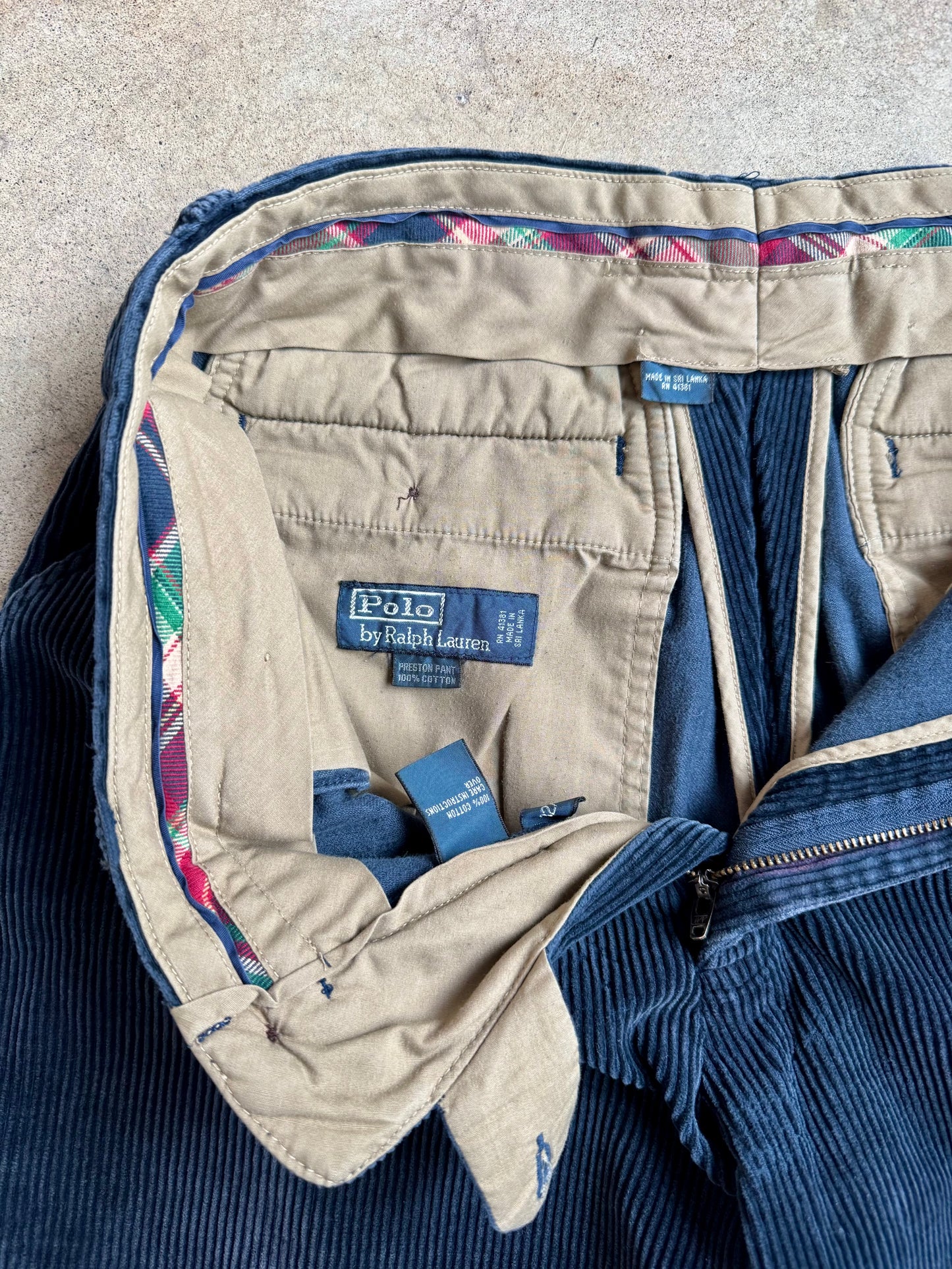 Vintage 1990s Polo Ralph Lauren “Preston Pant” Navy Corduroy Trousers | 32x30