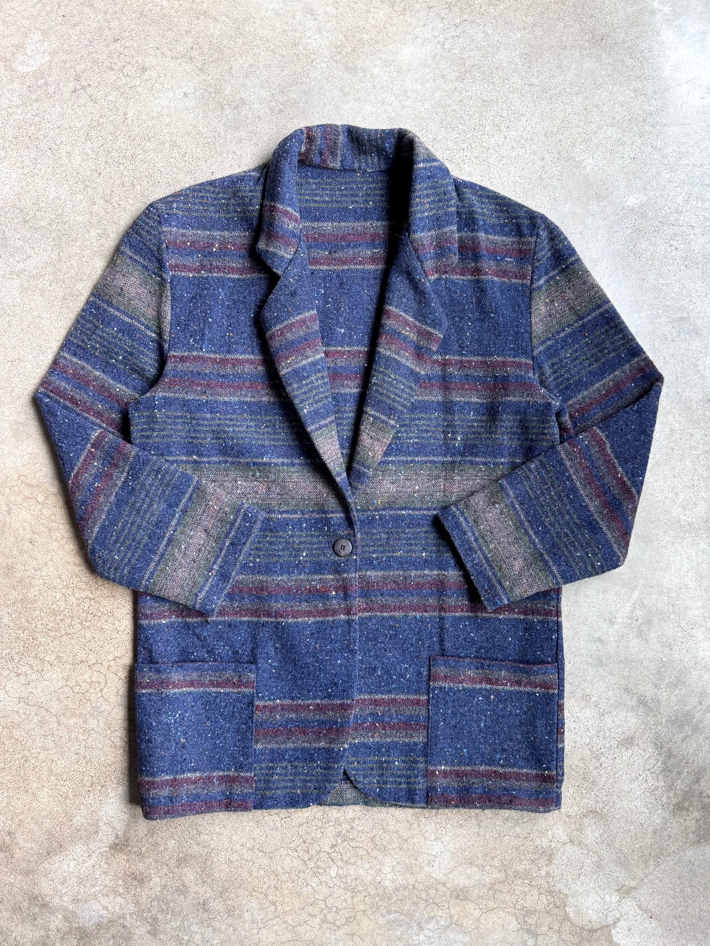 Vintage 1980s Southwest Speckled Stripe Wool-Blend Blazer | M/L