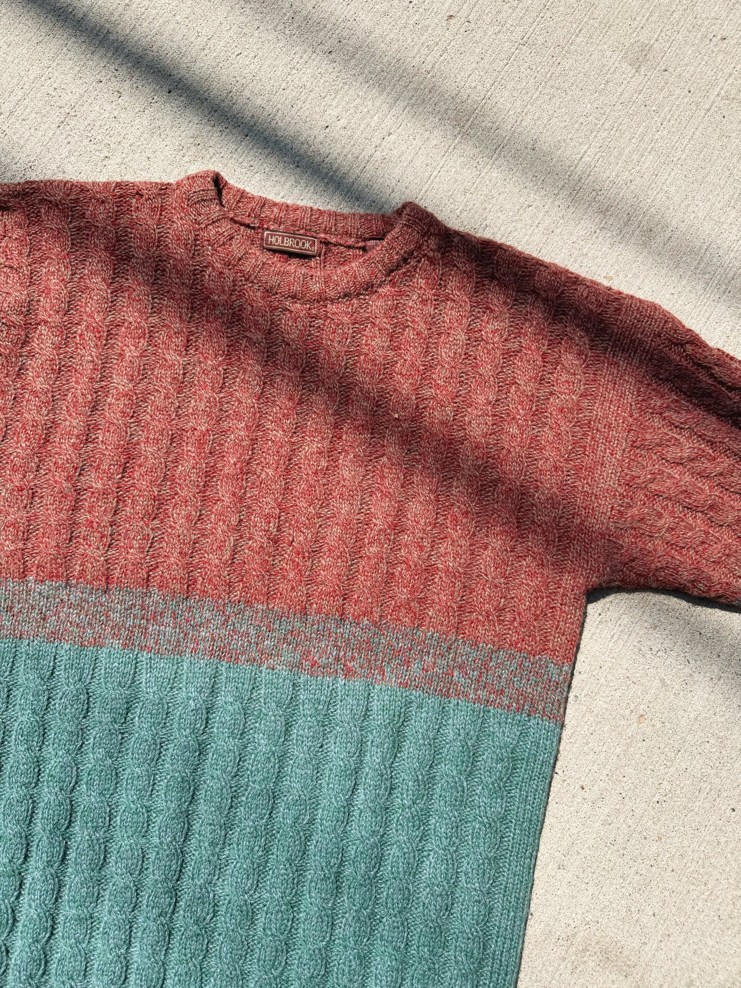 Vintage Holbrook Wool Two-Tone Cable Knit Sweater