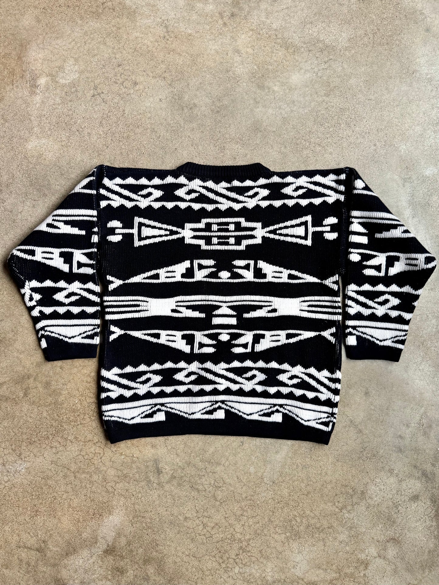 Vintage 1980s Sterling Harris Geometric Multi-Color Knit Sweater | Small