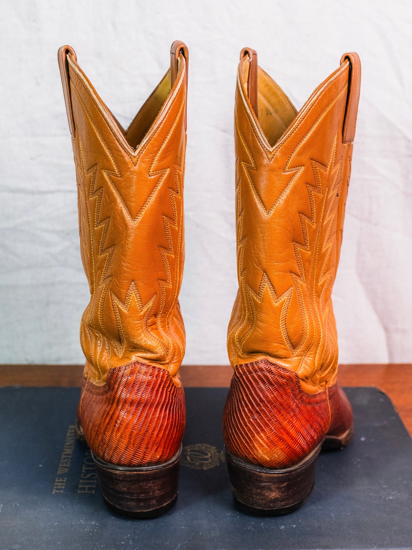Vintage 1970s Brown Leather & Lizard Skin Cowboy Boots | Women’s 7.5