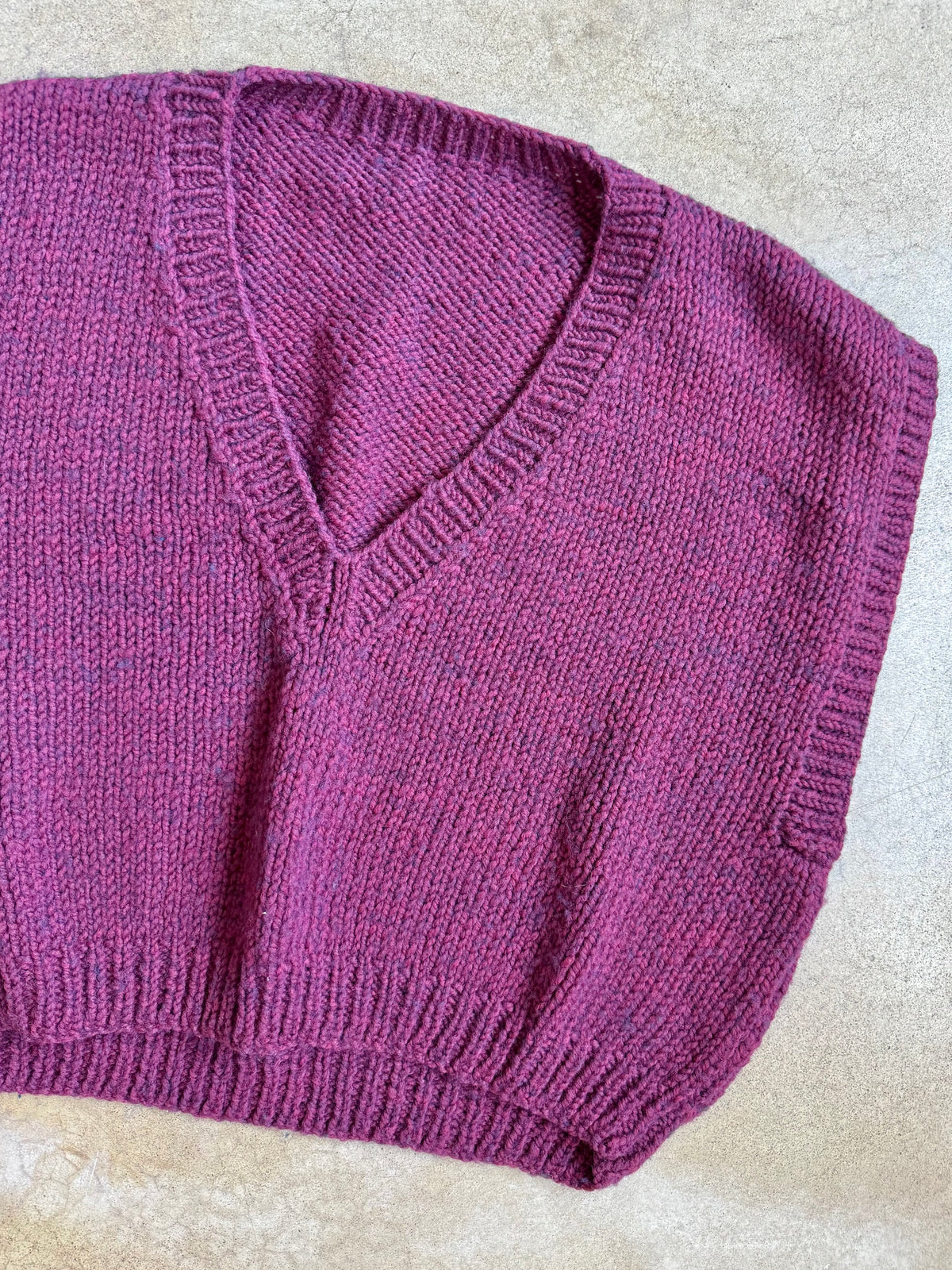 Vintage Handmade Purple Marled Knit Sweater Vest | XL