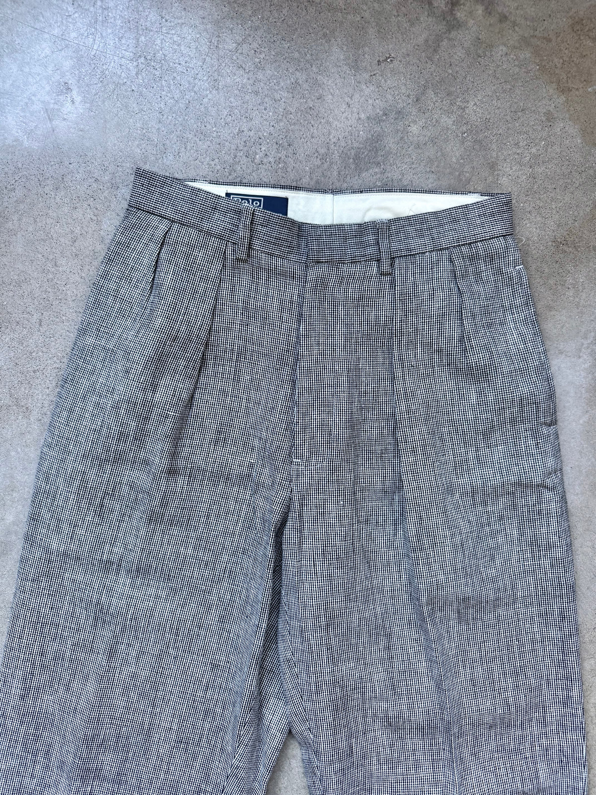 Vintage 1980s/90s Polo Ralph Lauren Houndstooth Pleated Trousers | 32x34