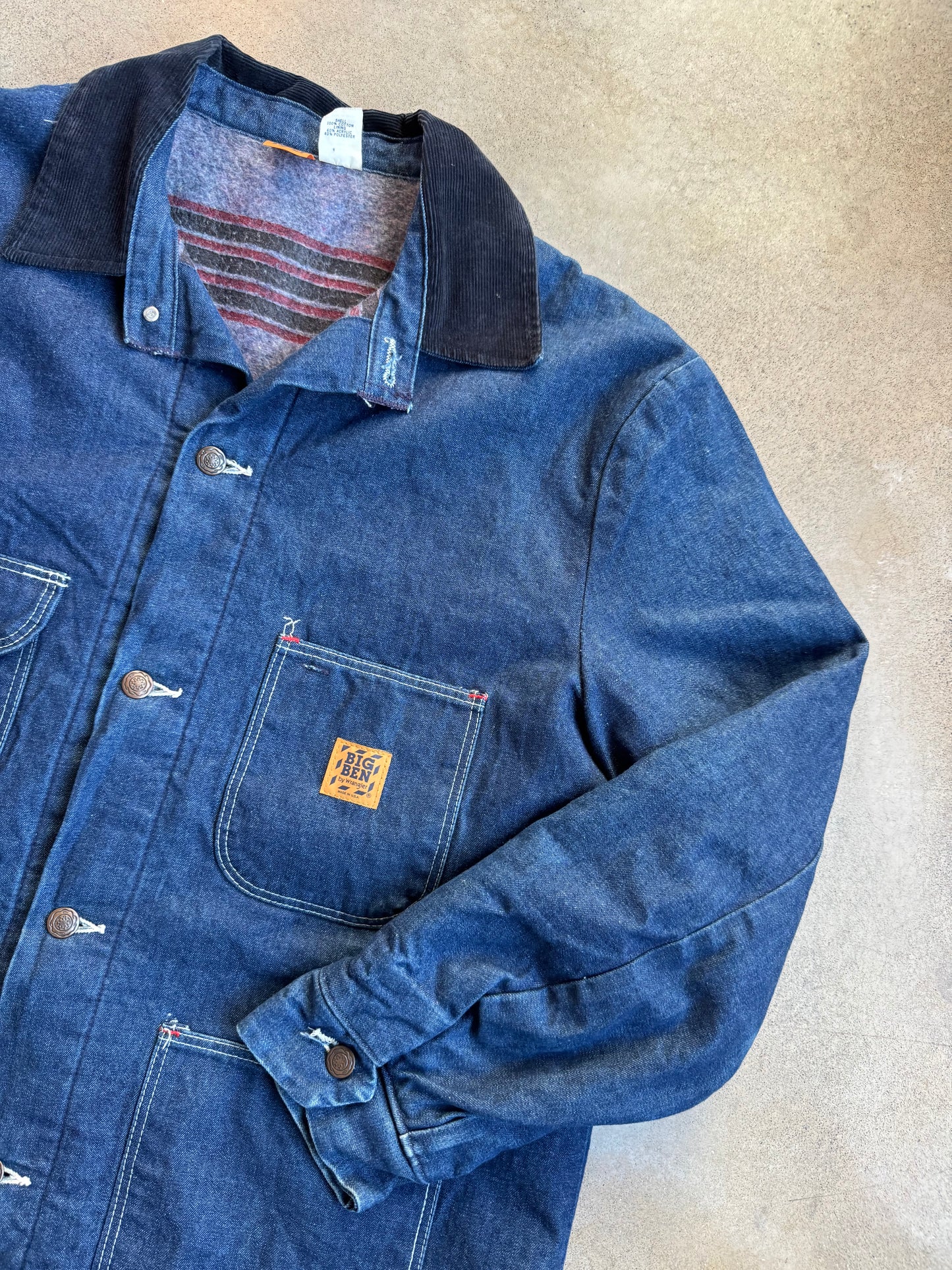 Vintage 1980s Wrangler Big Ben Blanket-Lined Denim Chore Coat | 44