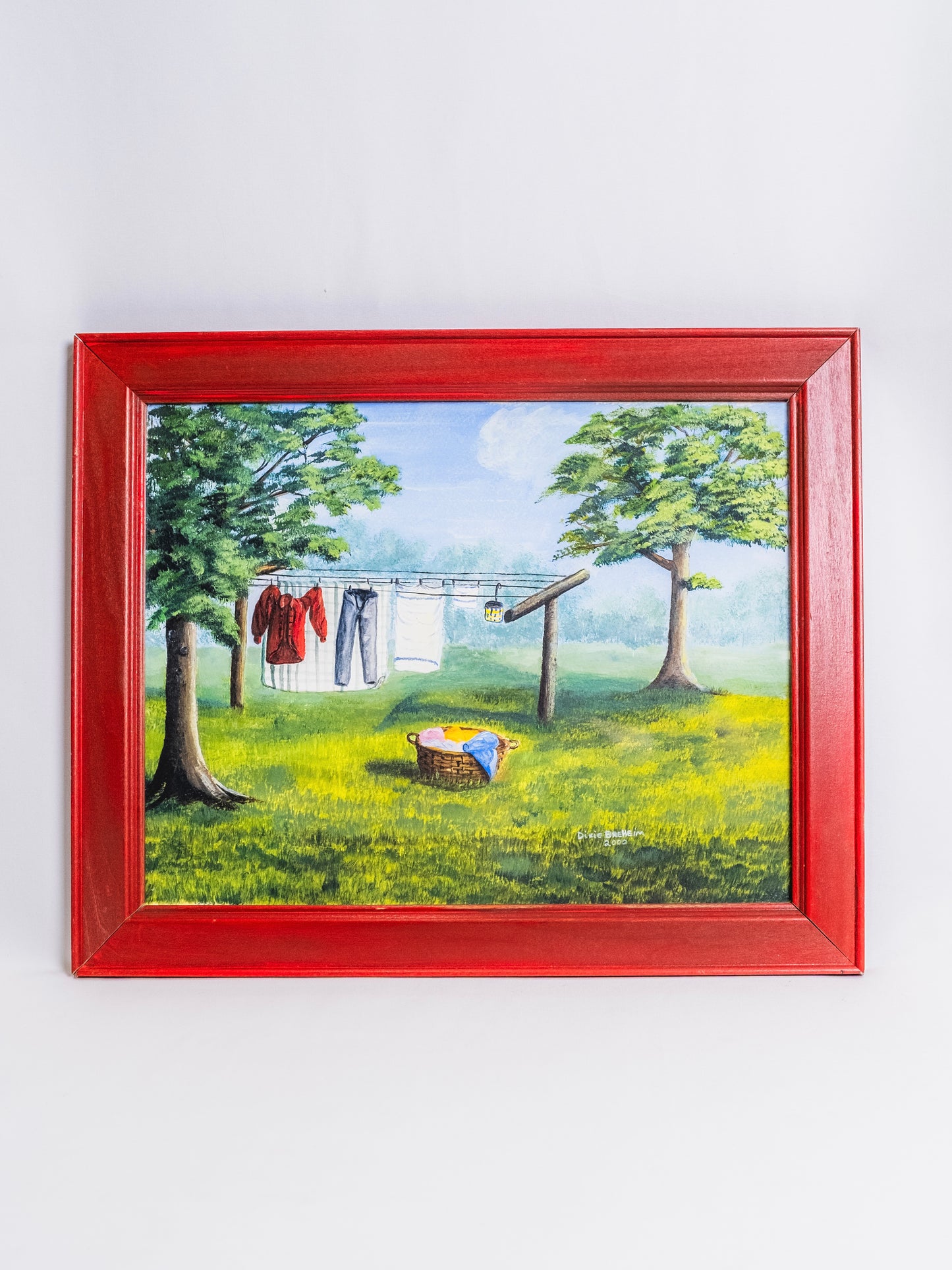 Framed & Signed "Backyard Visions" Mixed Media Watercolor Painting