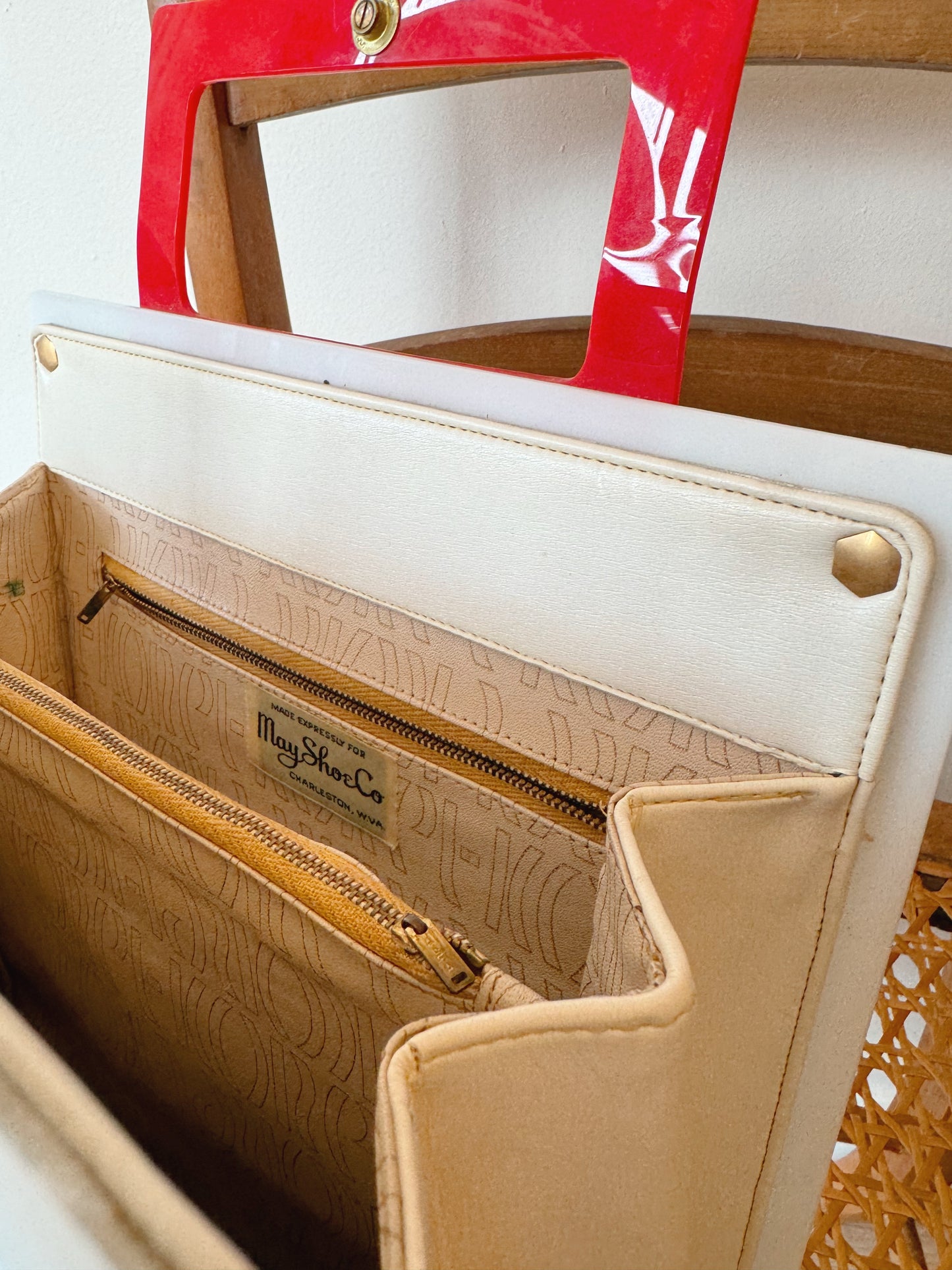 Vintage 1960s Koret Lucite White/Red Handbag