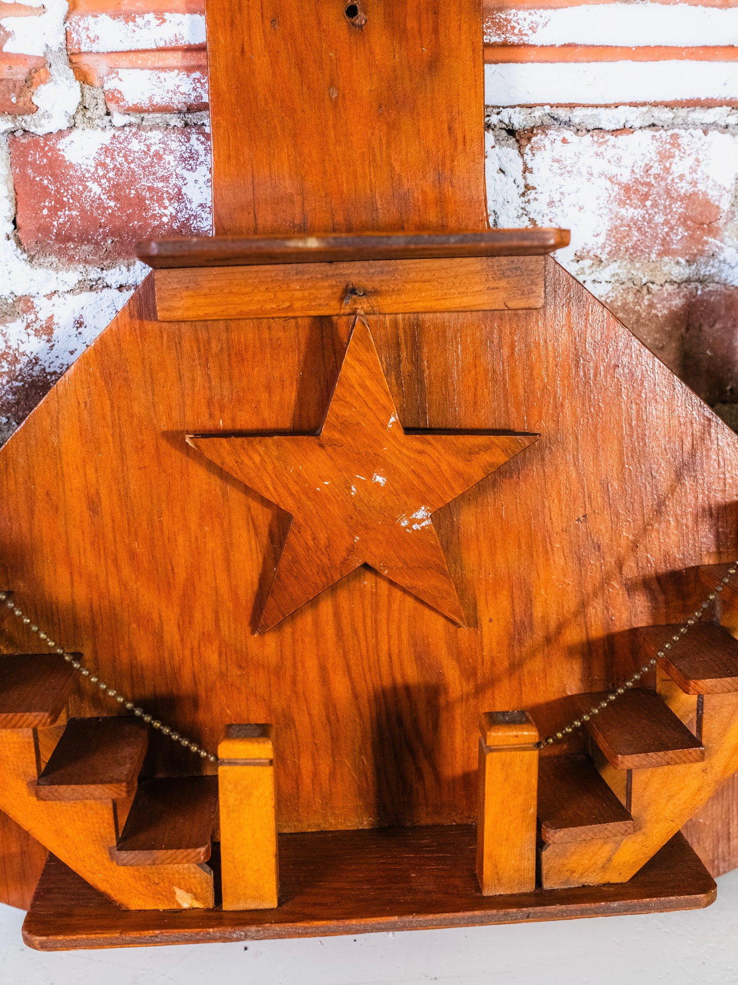 Vintage Wooden “Stairway to the Stars” Wall Shelf Display