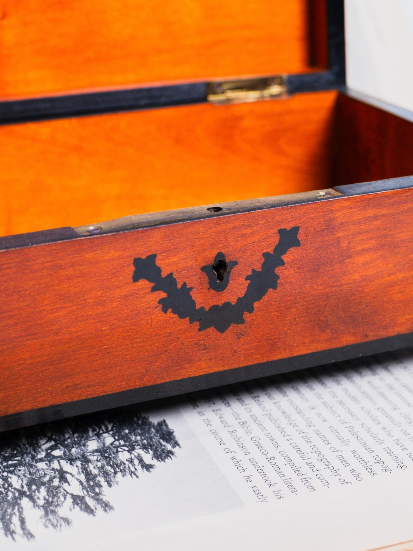 Vintage 1940s Wood Silhouette Whitman’s Chocolate Box w/ Key