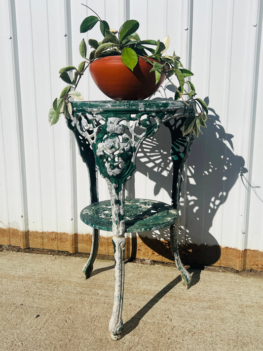 Vintage 1940s Metal Green Chip Paint British Pub Table