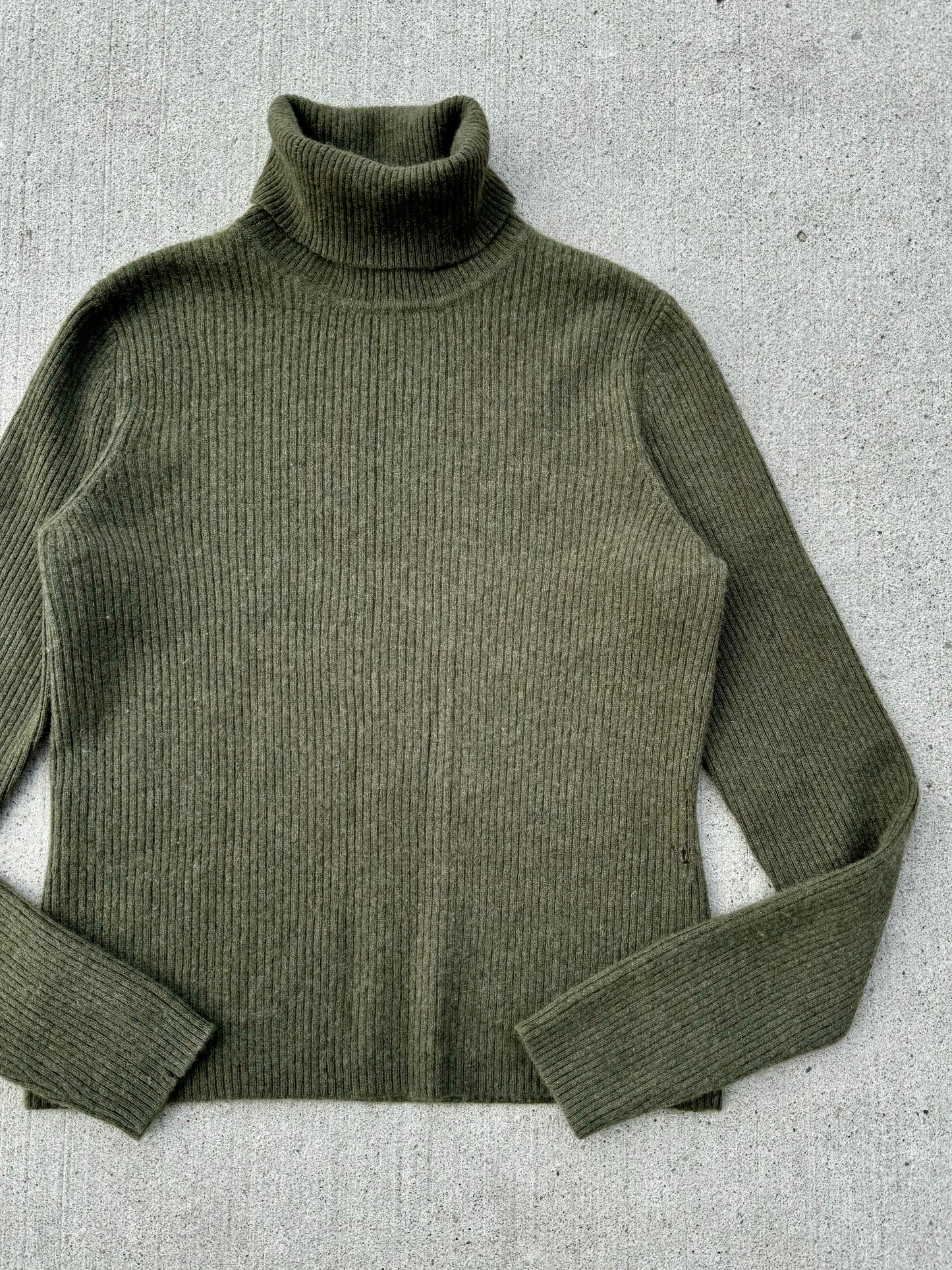 Vintage 1990s Daniel Bishop Green Cashmere Turtleneck | Large