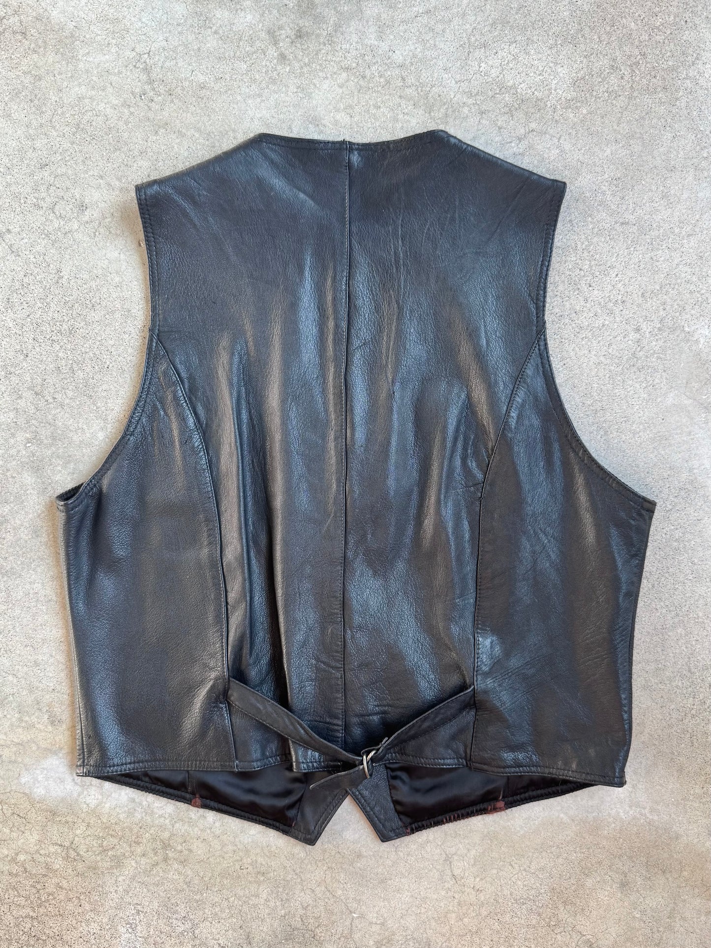 Vintage 1990s Wilson’s Black Leather Vest | XL