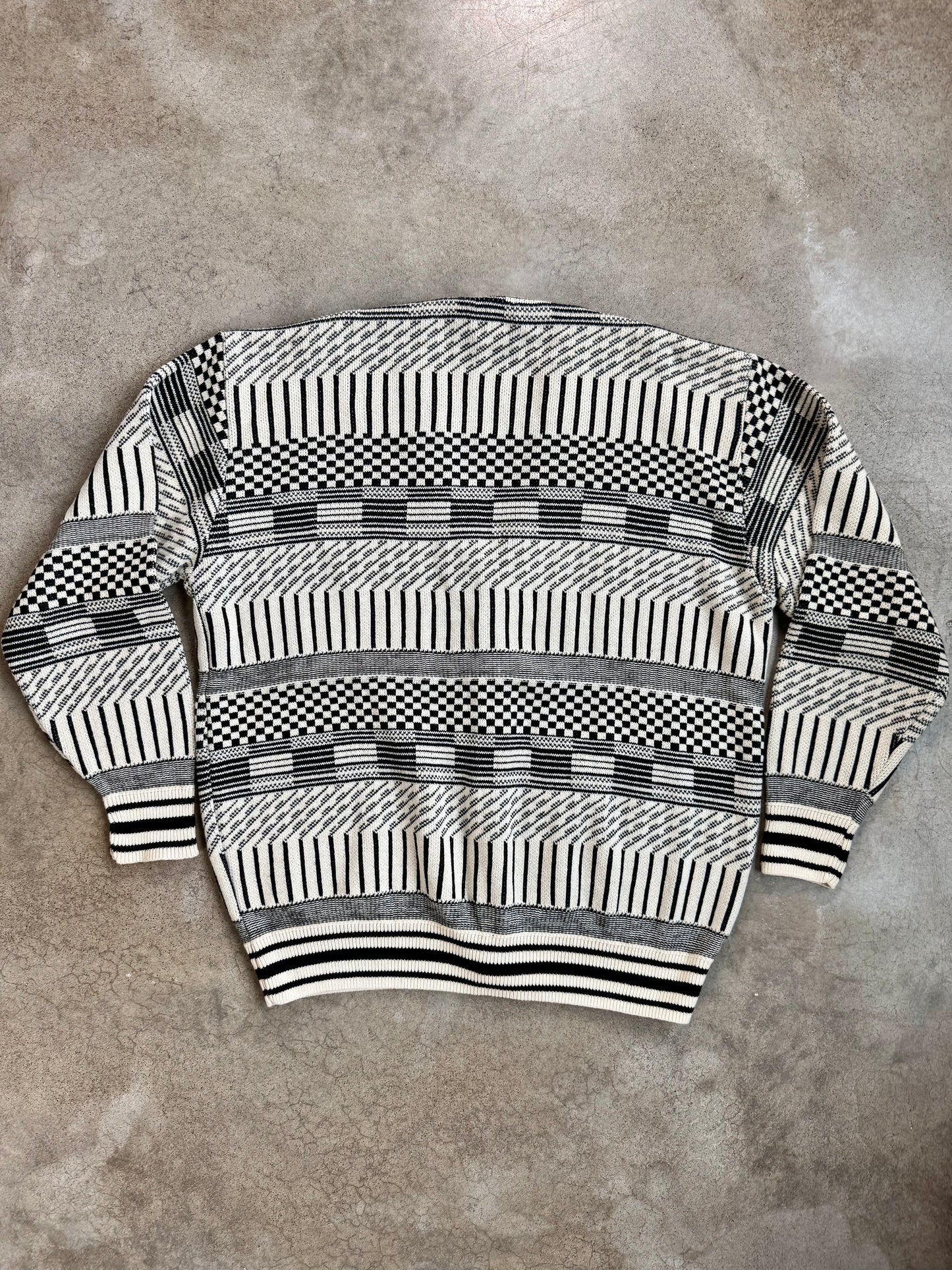 Vintage 1980s Salmon River Traders Geometric Cotton Cardigan | 1X