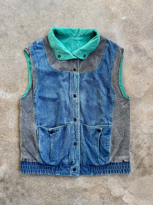 Vintage 1980s Izzi Reversible Denim Vest | Medium