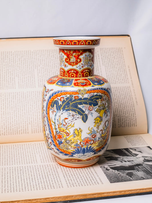 Vintage 1950s Eken Ceramic Foo Dog Painted Vase