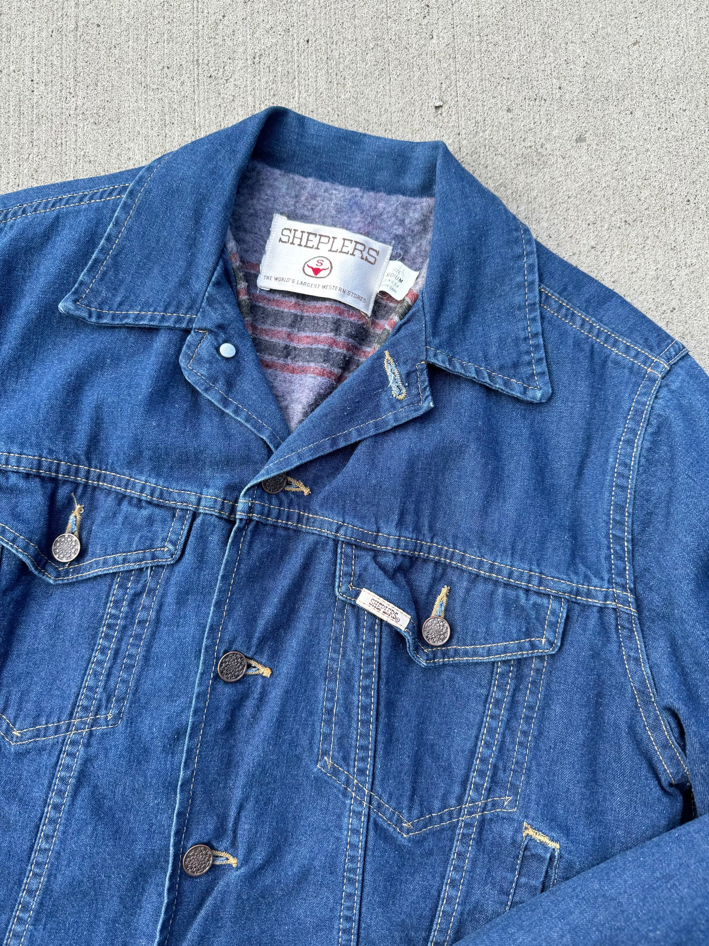 Vintage Sheplers Blanket Lined Denim Jacket | Medium