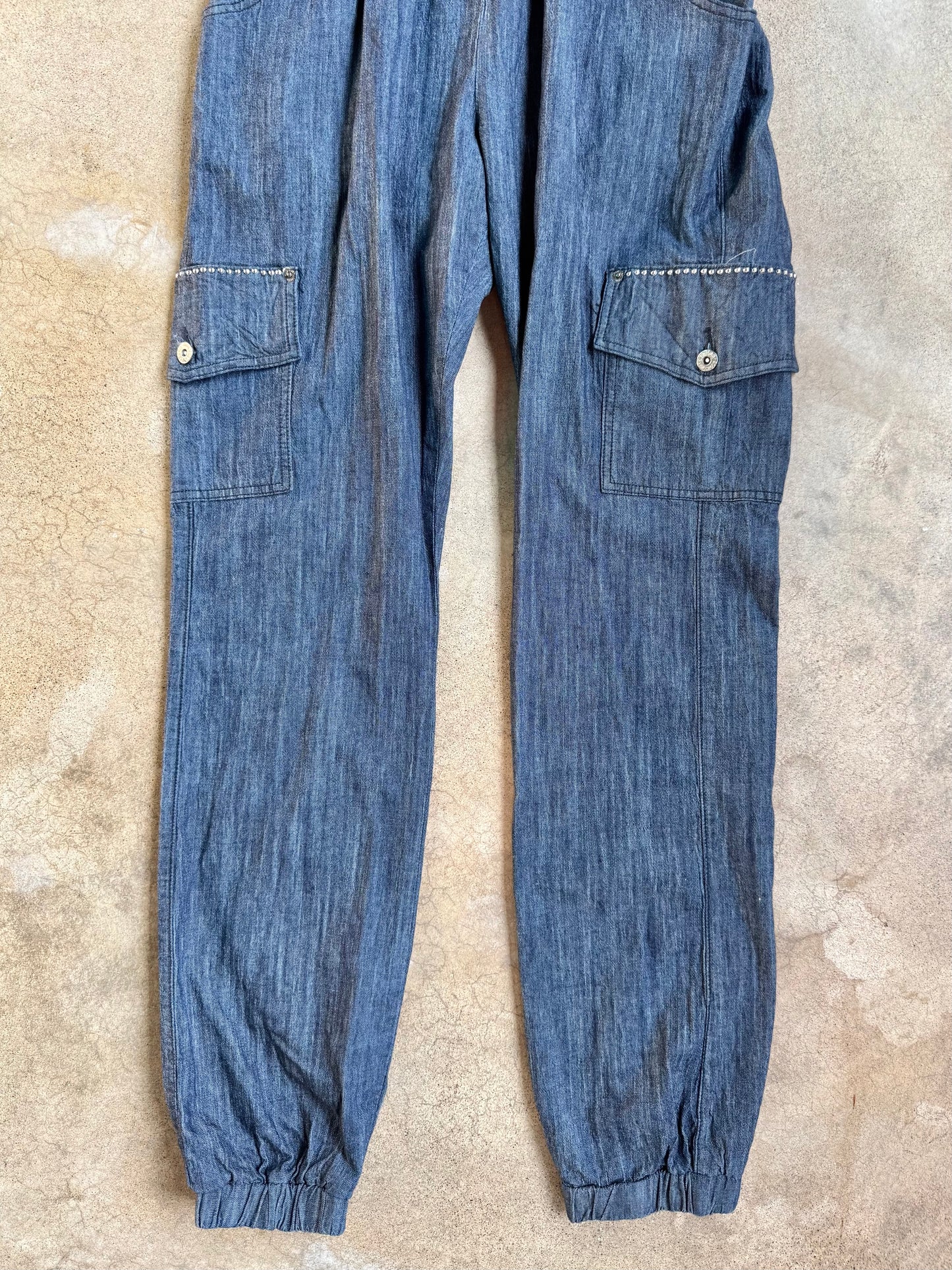 2000s Deréon Zip-Front Strapless Utility-Style Denim Jumpsuit | 1X