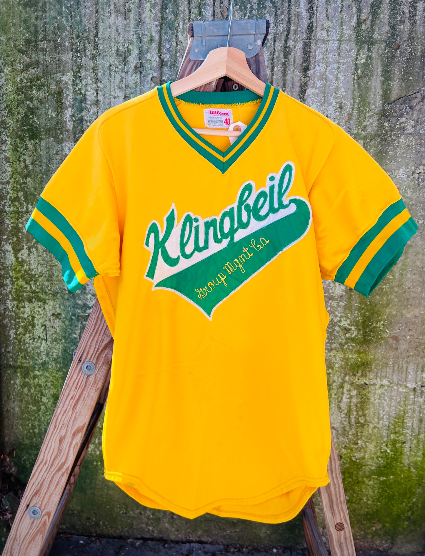 Vintage 1980s Wilson Klingbeil Management #7 Baseball Jersey