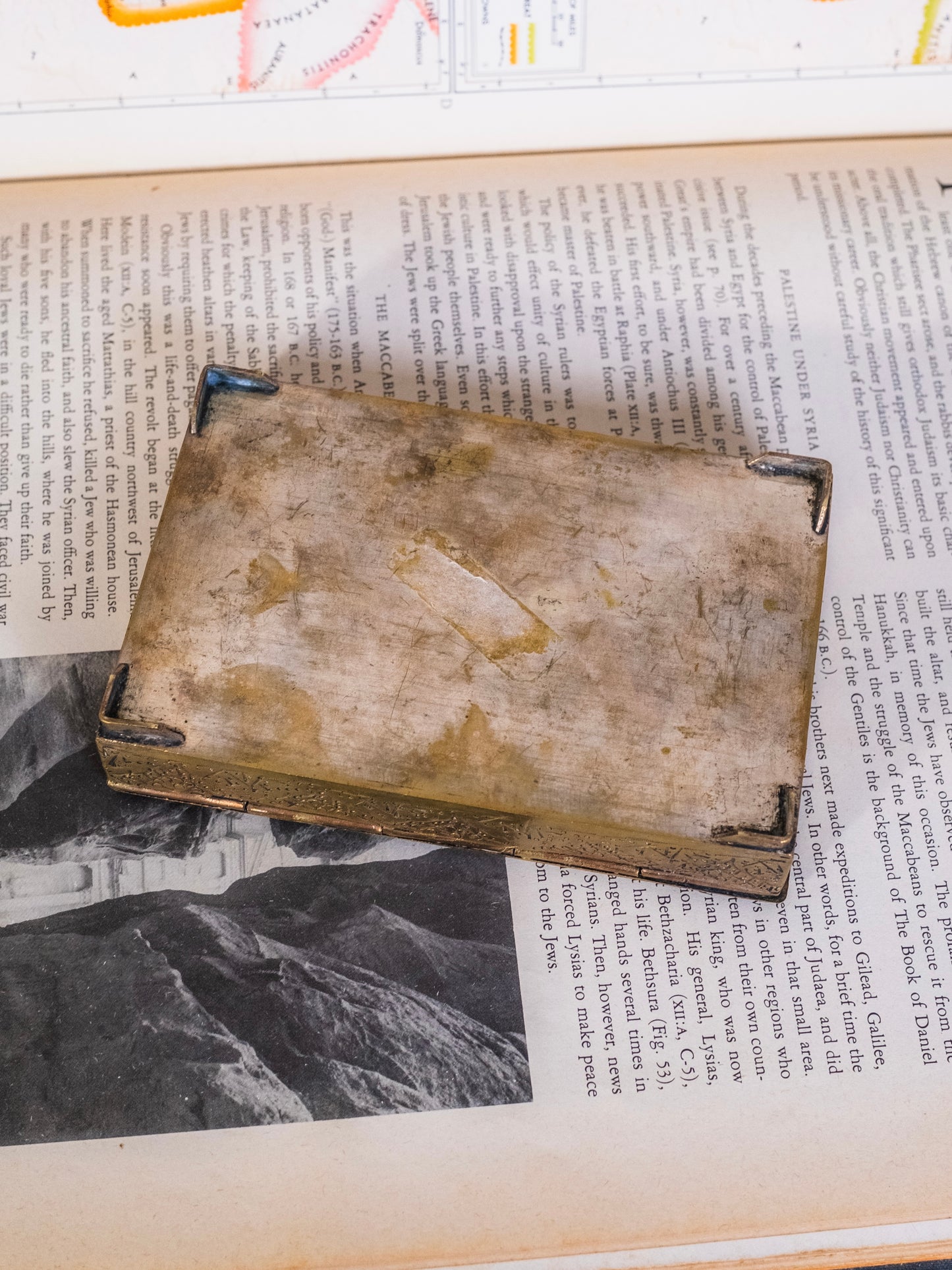 Vintage 1950s Brass Etched Cigarette Box