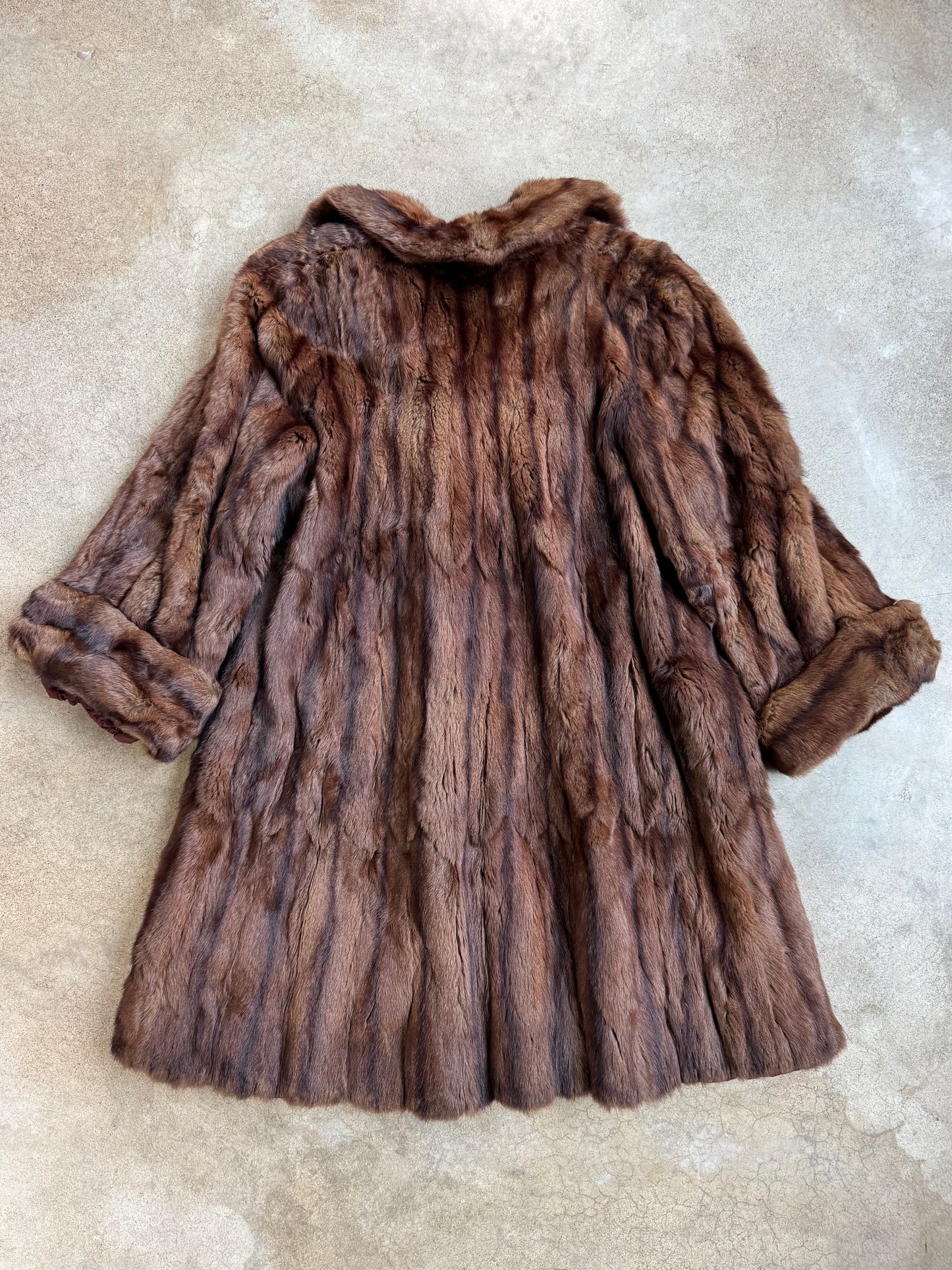 Vintage 1940s Schaffer & Gluck Brown Mink Fur Swing Coat | M/L