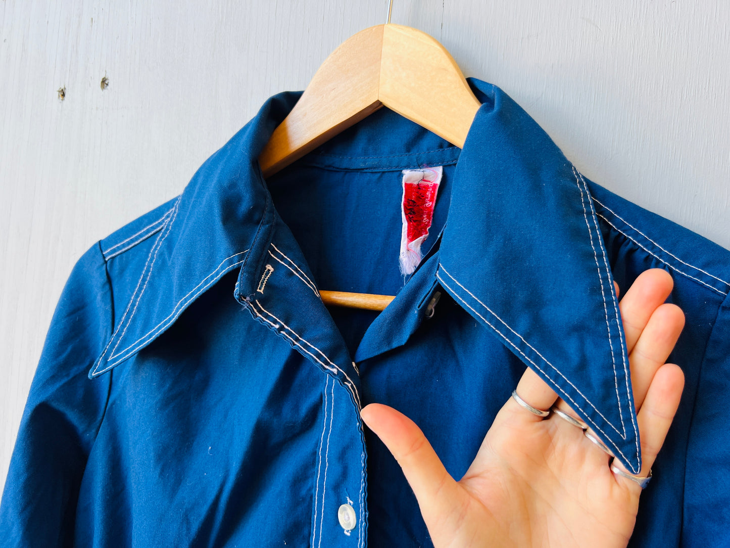 Vintage 1960’s/70’s Navy Blue Collared Button Down Shirt