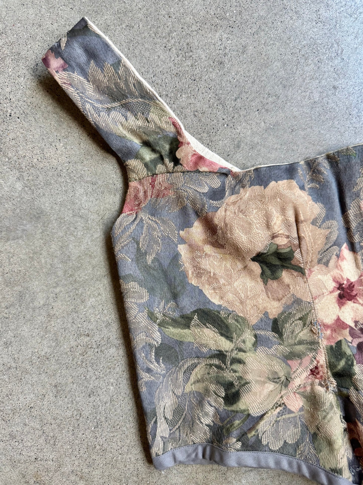 Vintage Handmade Theatre Floral Tapestry Corset Top | L/XL
