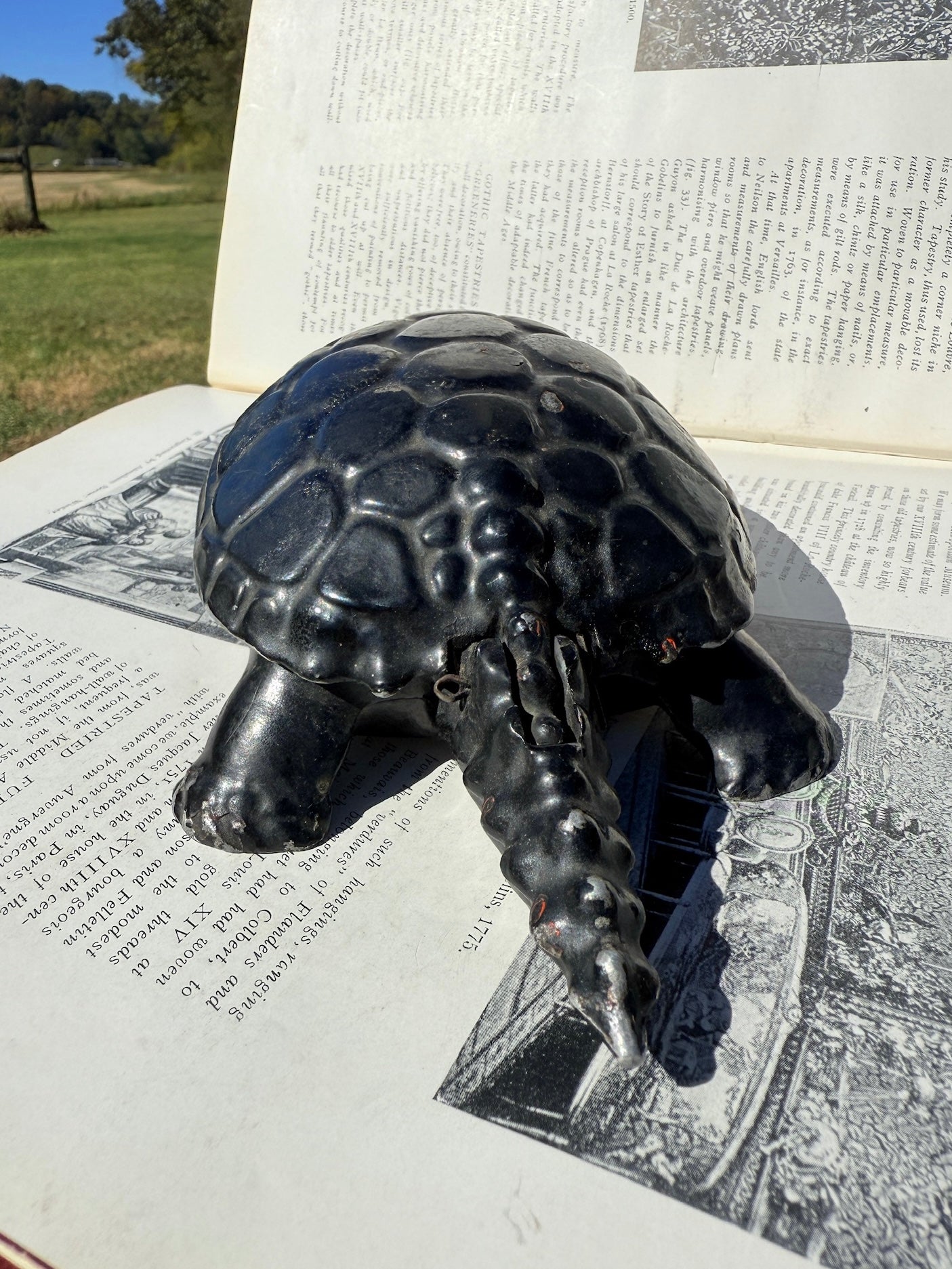 Vintage Metal Mechanical Snapping Turtle Ashtray