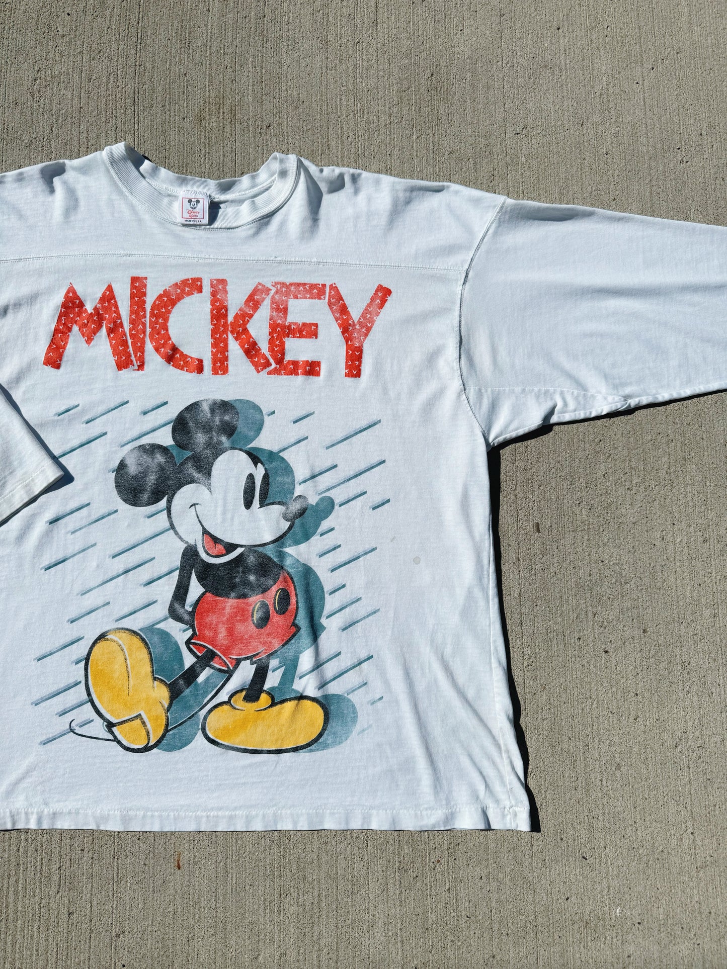 Vintage 1990s Disney Mickey Mouse White Long Sleeve Tee | XL